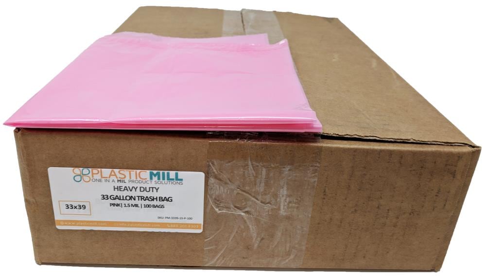 PlasticMill 33-Gallons Pink Outdoor Plastic Can Trash Bag (100-Count) in  the Trash Bags department at