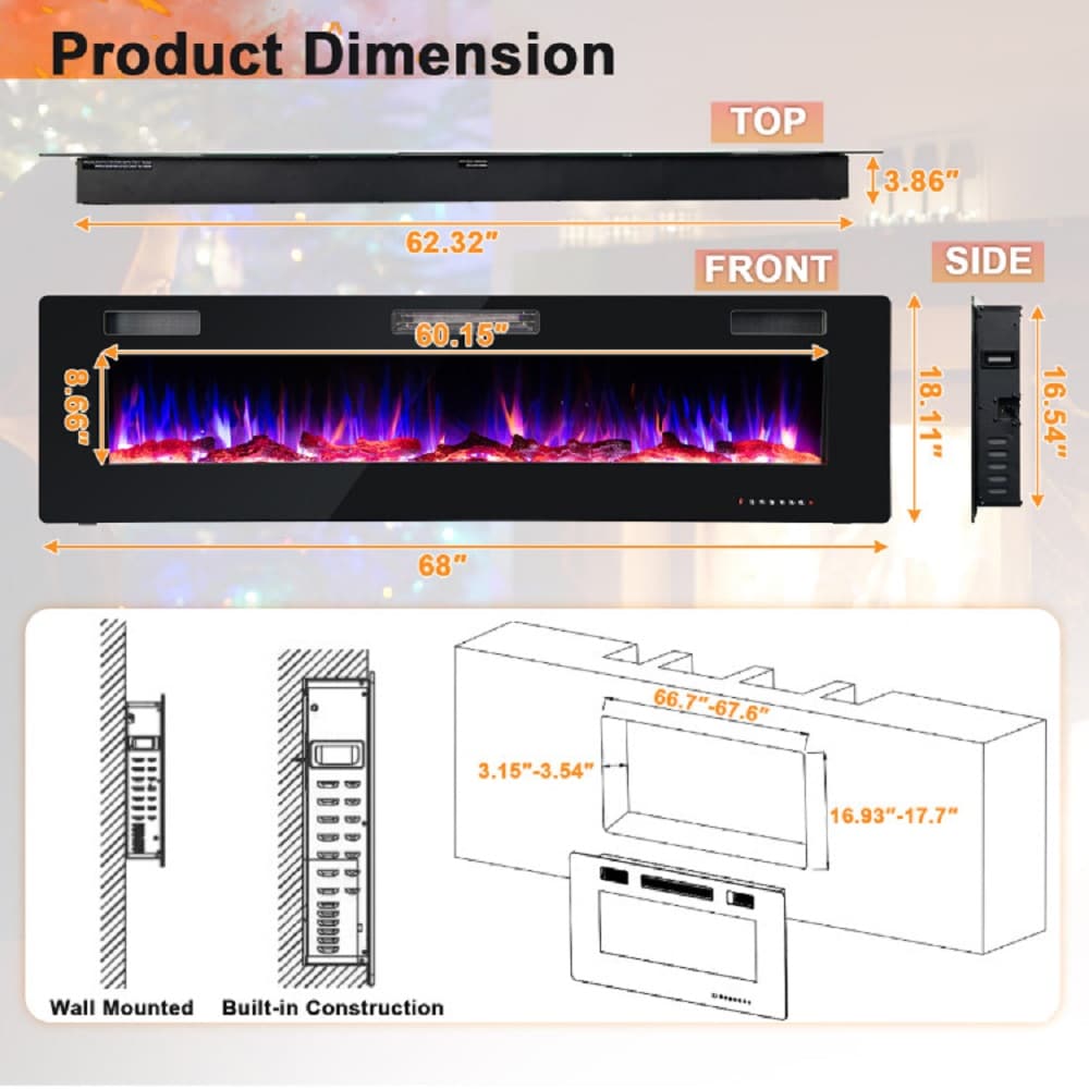 Forclover ALHY-FP67 Electric-Fireplaces - View #2