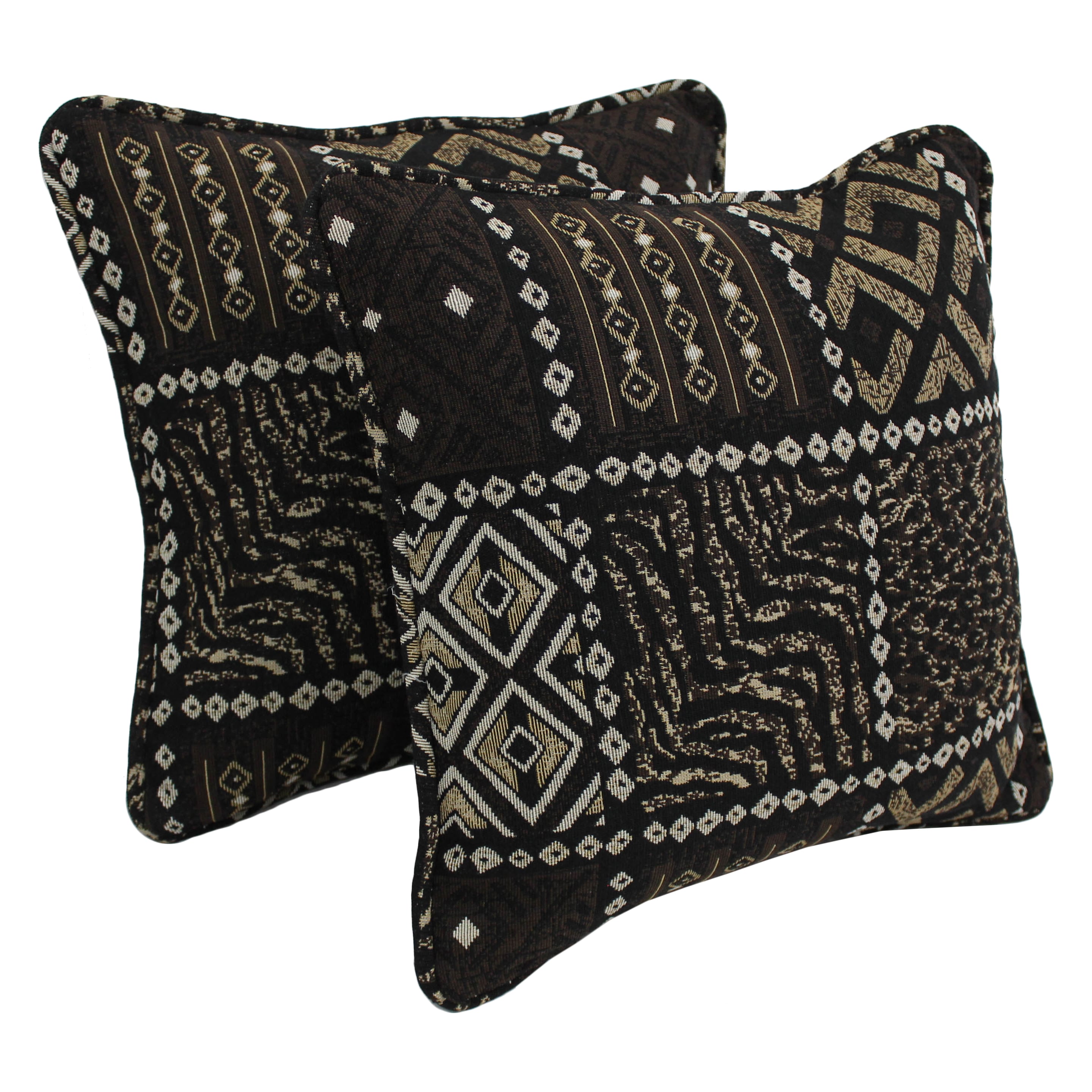 Blazing Needles 9810-CD-S2-TP-46 2 -Piece 18-in x 18-in Congo Square Indoor Decorative Pillow