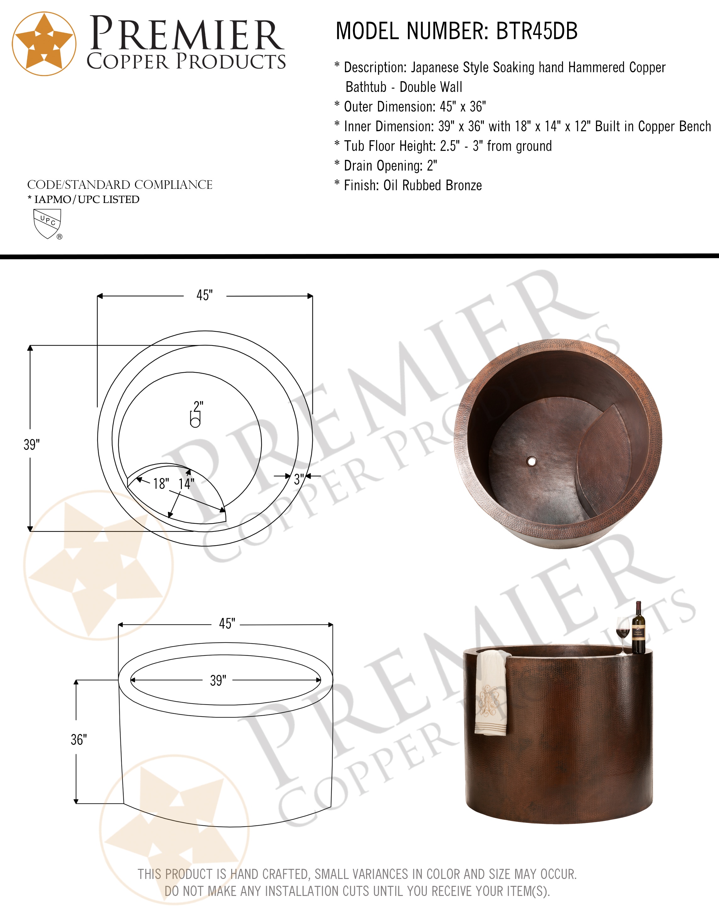 PREMIER COPPER PRODUCTS BTR45DB bathtubs - View #11