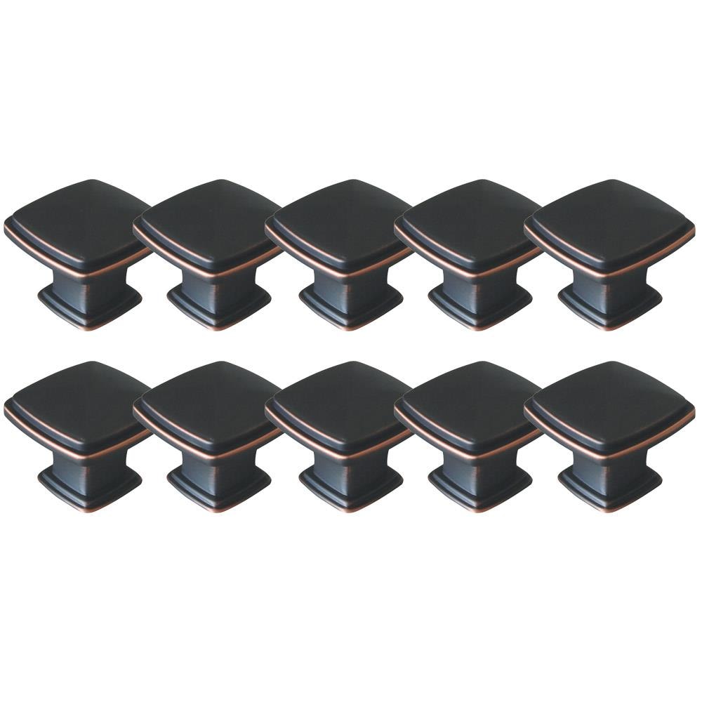 Design House 182154 Park Avenue 1-1/4-in Oil Rubbed Bronze Square Transitional Cabinet Knob 10 -Pack