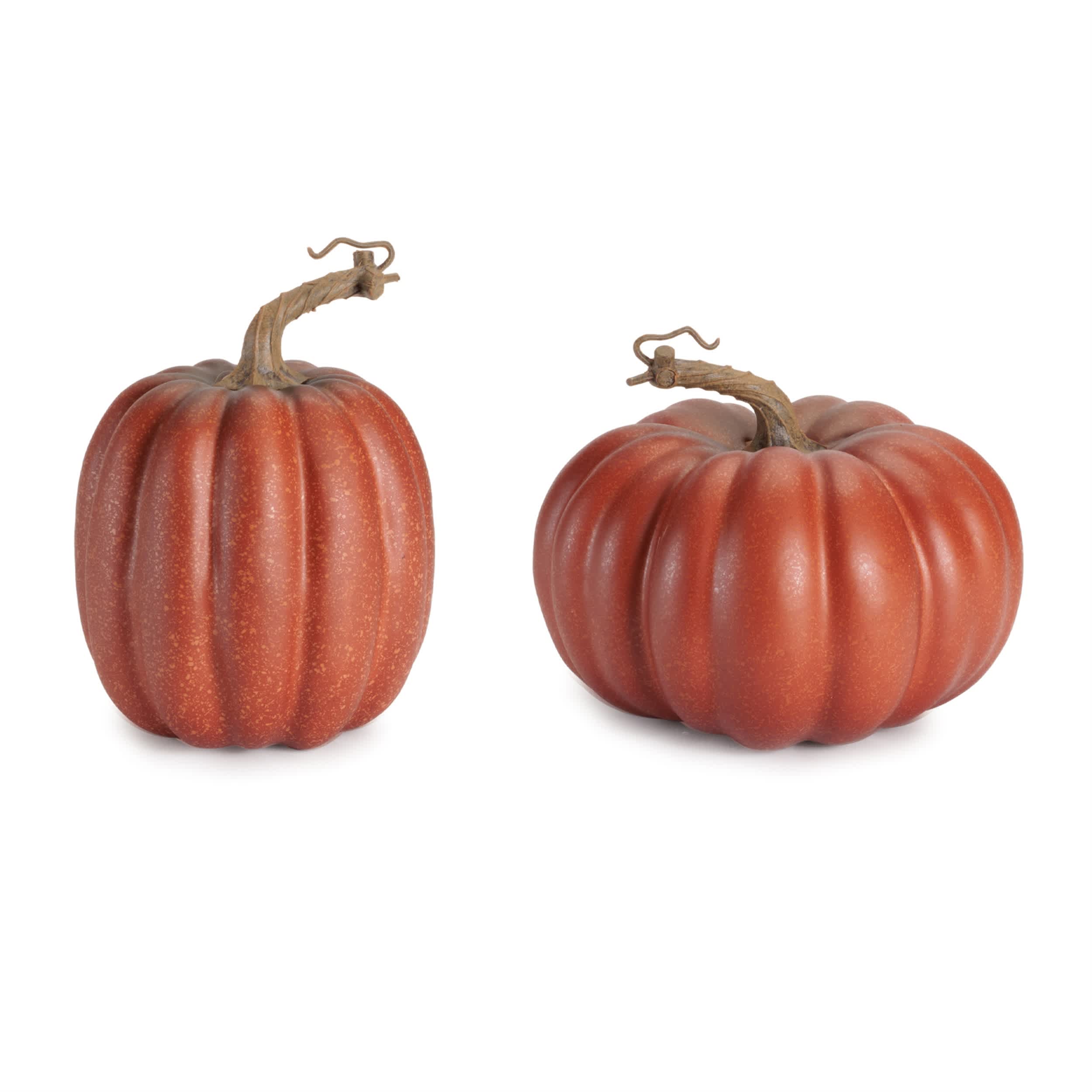 Melrose International Rustic Ribbed Decorative Pumpkins (Set of 2) #98033DS