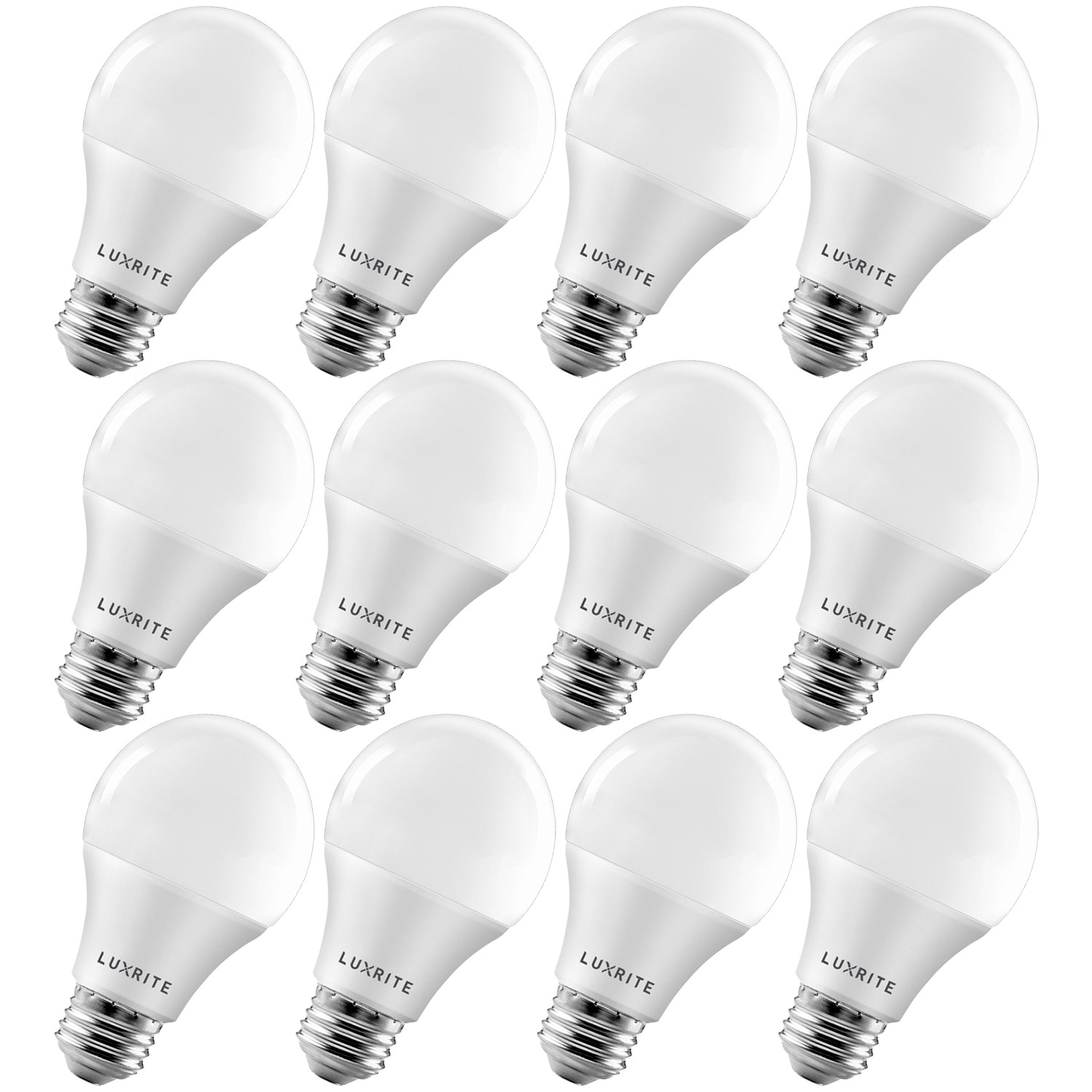 Luxrite LR21424-12PK 60 -Watt EQ A19 Neutral white Medium base (E-26) Dimmable General purpose Light Bulb 12 -Pack