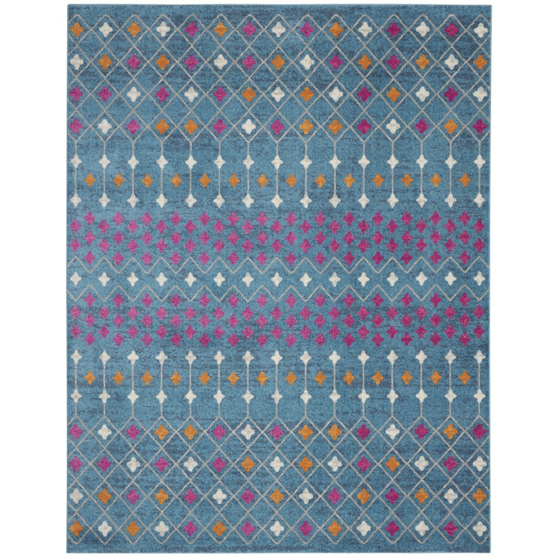 HomeRoots 4000385785 7 x 10 (ft) Polypropylene Blue Multicolor Rectangular Indoor Geometric Area rug