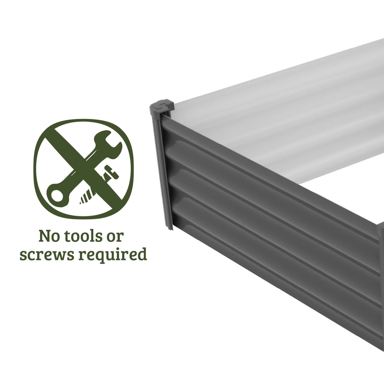 48" Gray Galvanized Steel Raised Garden Bed