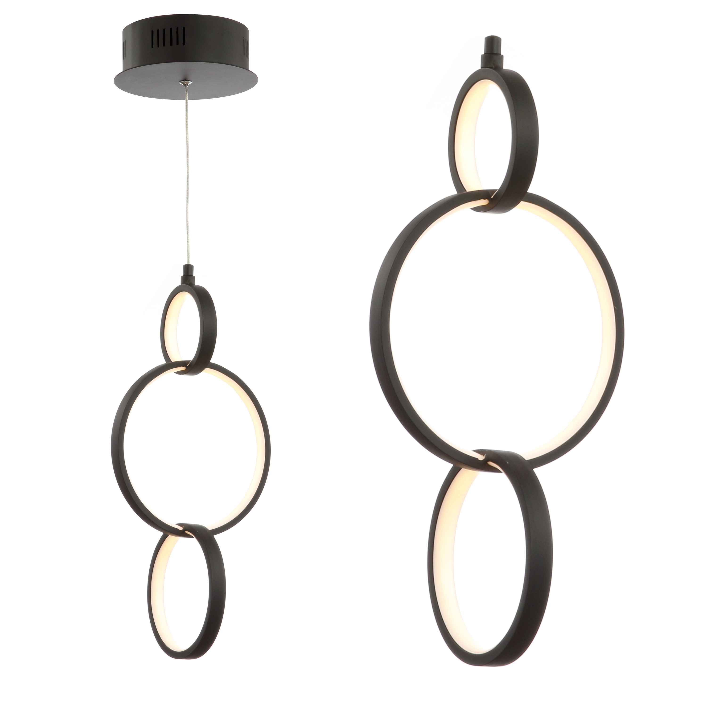 Loop 7.75" Black Adjustable LED Metal Geometric Pendant
