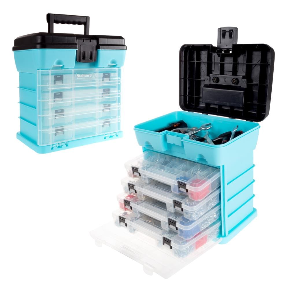 Large Plastic Tool Box Chest Set Lockable Storage Toolbox Compartments 4 Sizes 