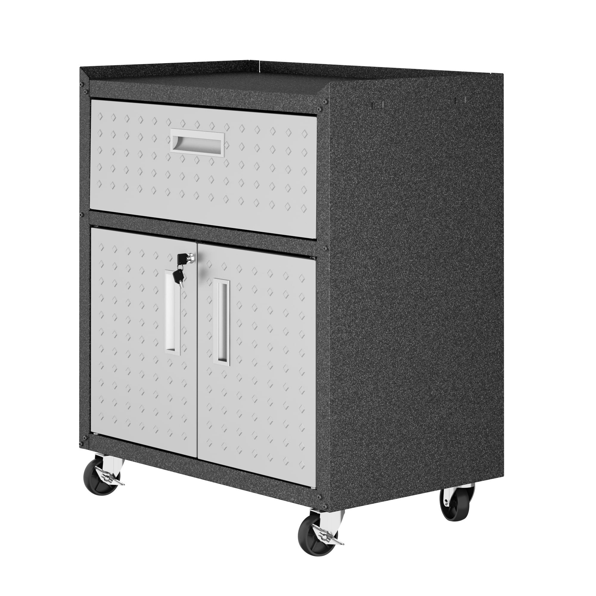 Manhattan Comfort 2GMCC Fortress 30.3-in W x 31.5-in H x 18.2-in D Freestanding Aluminum Garage Cabinet in Gray