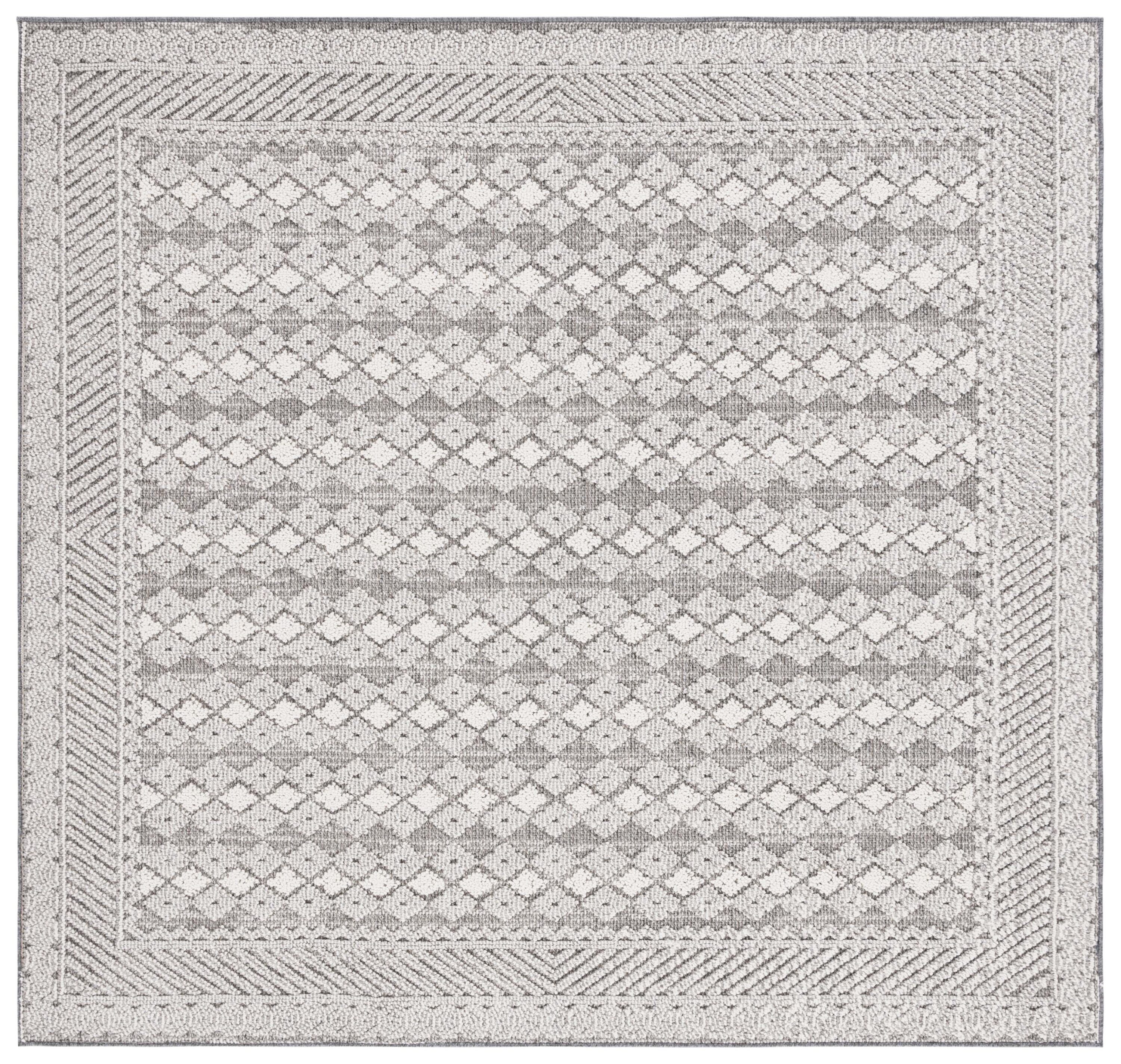Gray Synthetic Square Indoor/Outdoor Area Rug