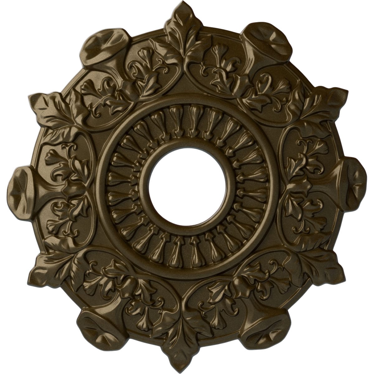 Ekena Millwork CM17PRBRS Preston 17.5-in W x 17.5-in L Painted Brass Polyurethane Whole Ceiling Medallion