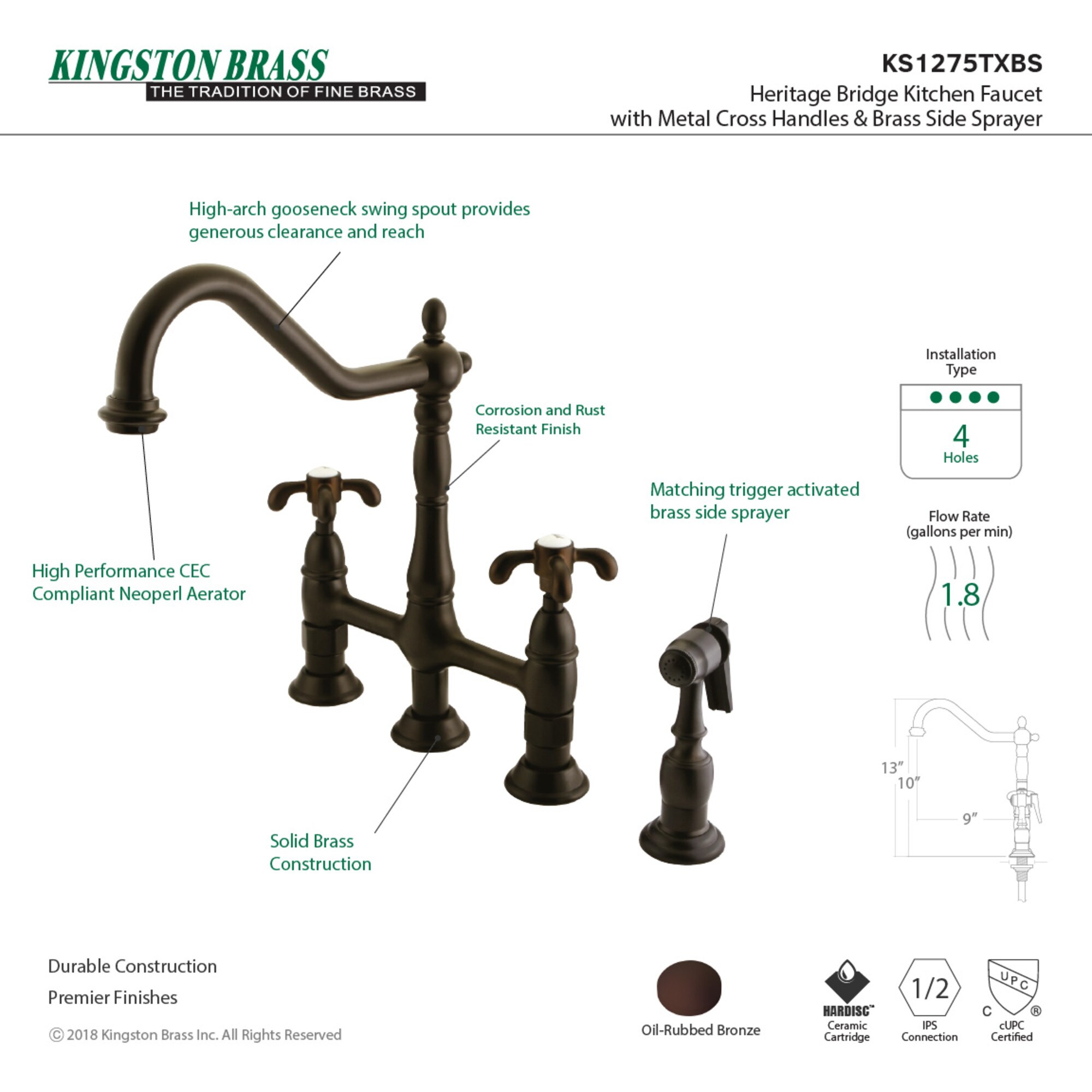 Elements of Design ES1275TXBS Kitchen-Faucets - View #2