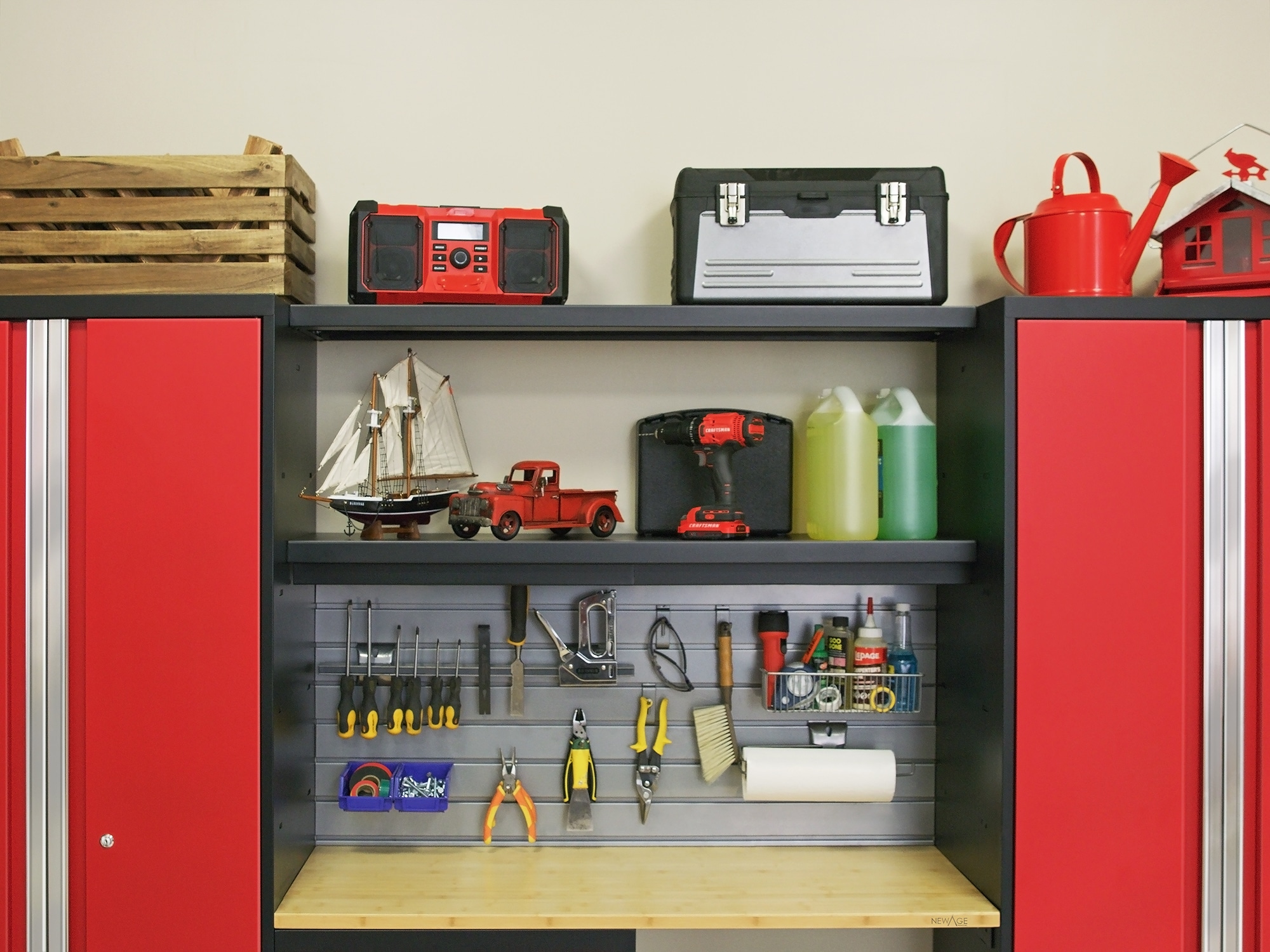 NewAge Products Bold 8-Cabinets Steel Garage Storage System In Deep Red ...