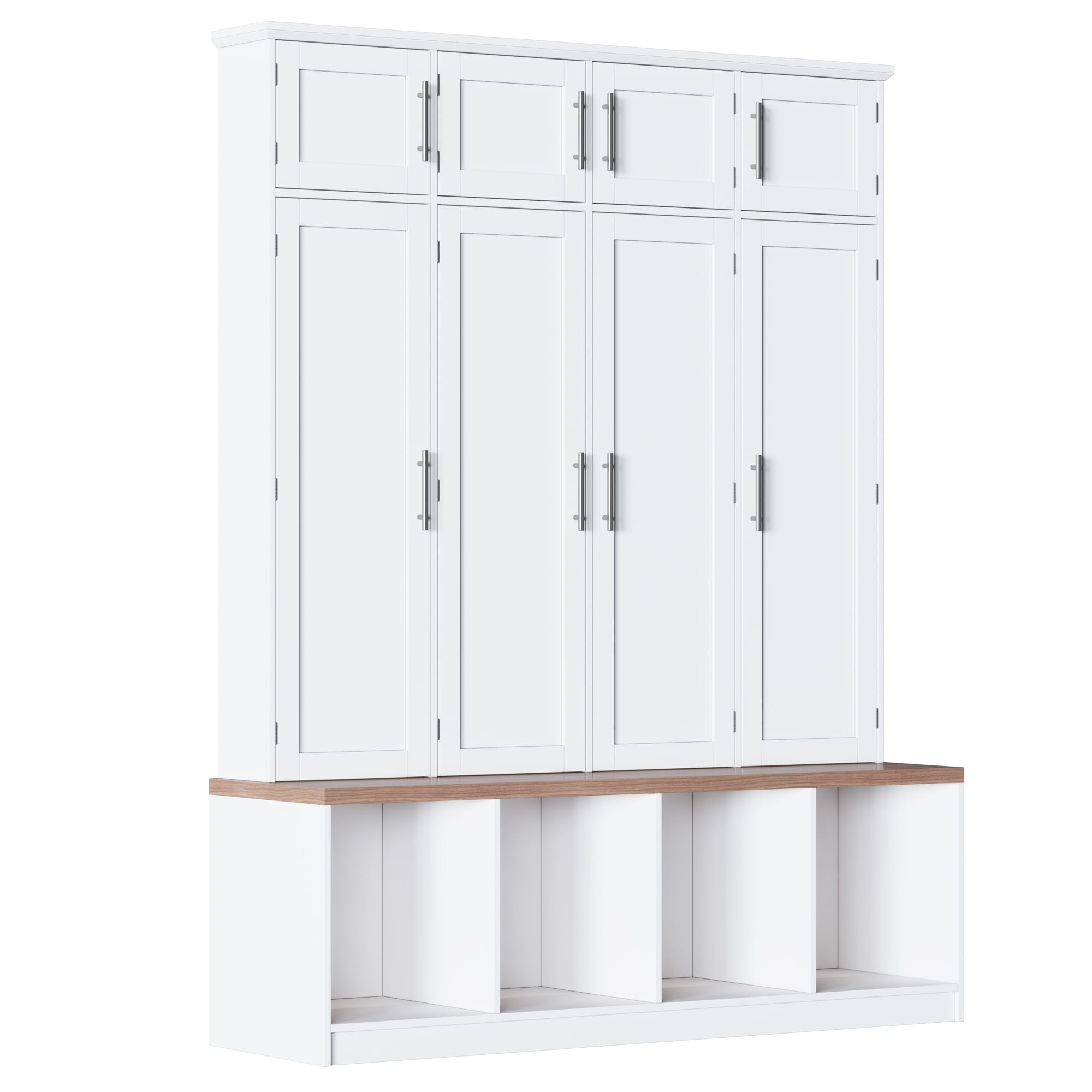 Entryway Shoe Storage Farmhouse 59-in White Composite Hall Tree