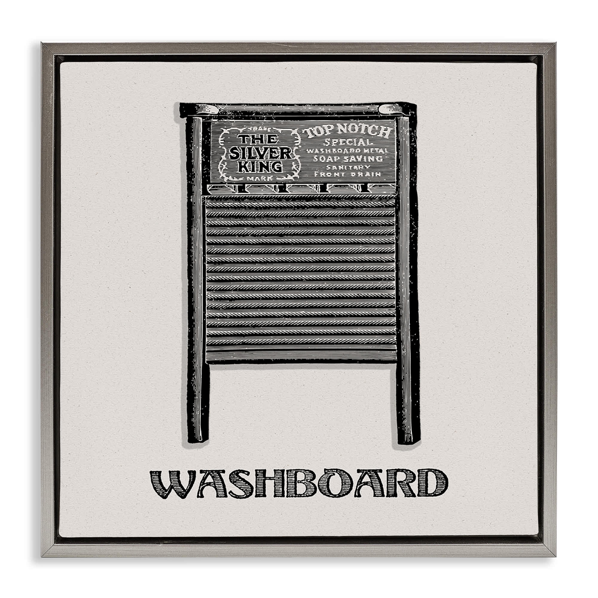 Stupell Industries BT-963-FFL-17X17 Timeless Antique Washboard Gray Framed Floater Canvas Wall Art By Val Rhodes 18 x 18