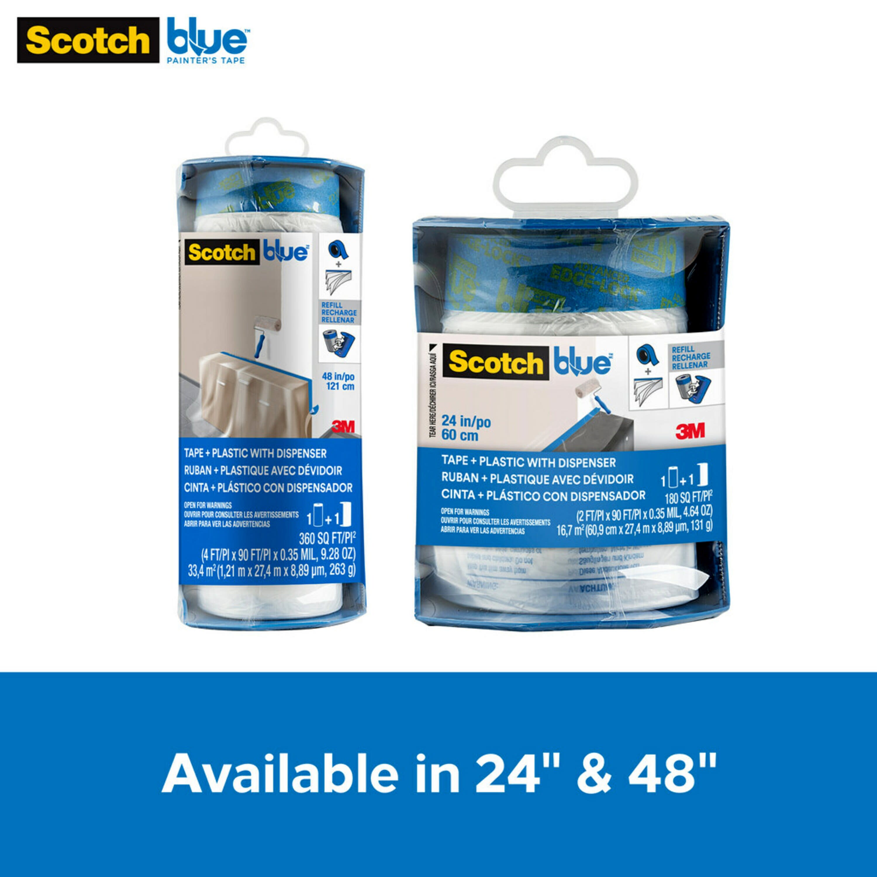 3M ScotchBlue Pre-Taped 24 In. x 30 Yds. Painter's Plastic Sheeting With  Dispenser (1 Roll) PTD2093EL-24-s - The Home Depot