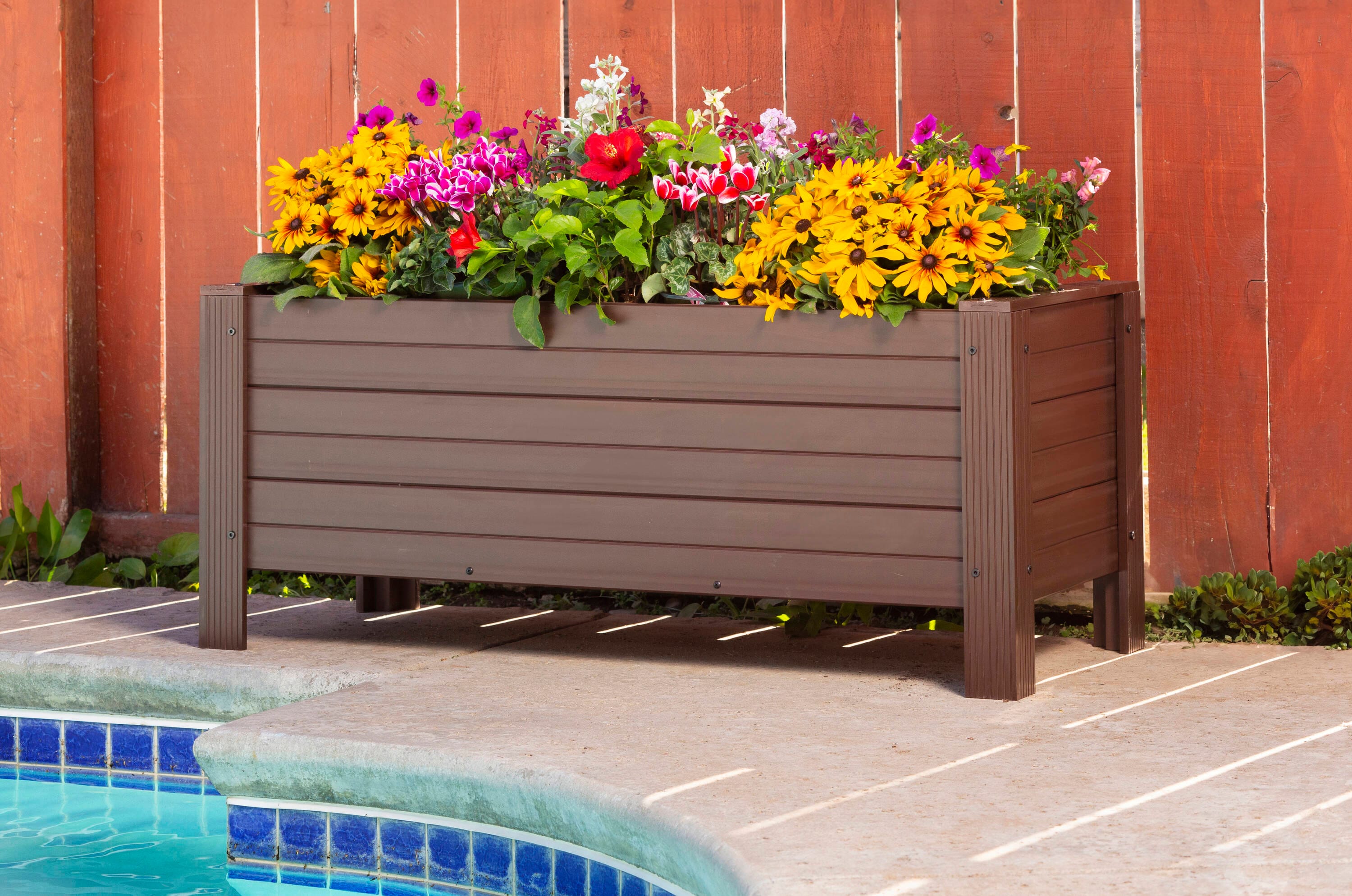 New Age Garden RGGRP42-09-48 Rectangle 18.4-Inches W Extra Large Brown Mixed/Composite Outdoor Planter