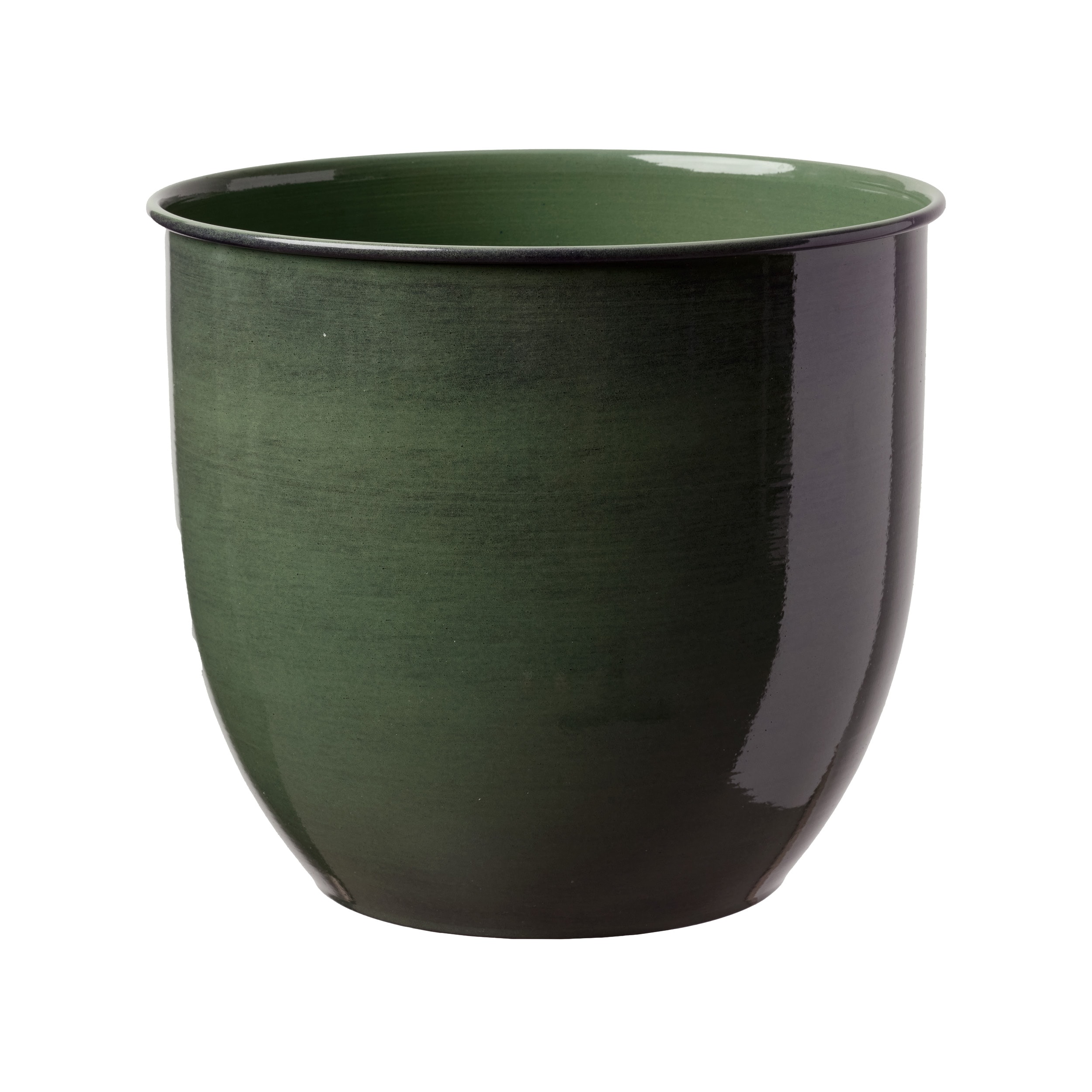 Bloem -  Canyon 14-in Indoor Metal Cachepot: Glossy - Powder-Coated Finish - Basil