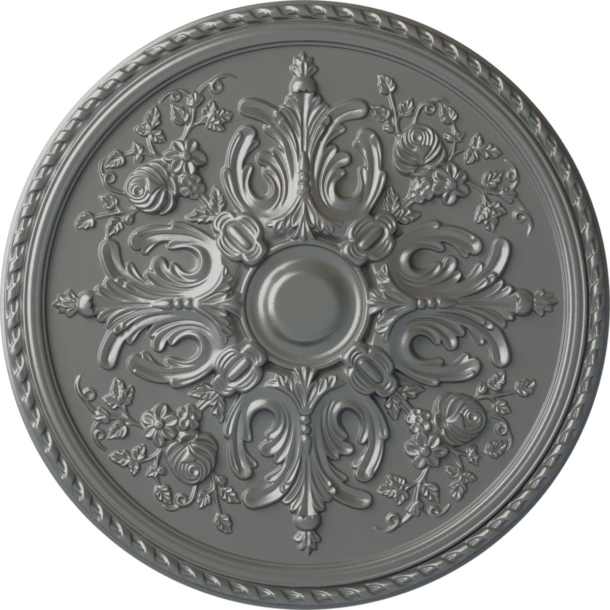 Ekena Millwork CM32BRSLS Bradford 32.625-in W x 32.625-in L Painted Silver Polyurethane Whole Ceiling Medallion
