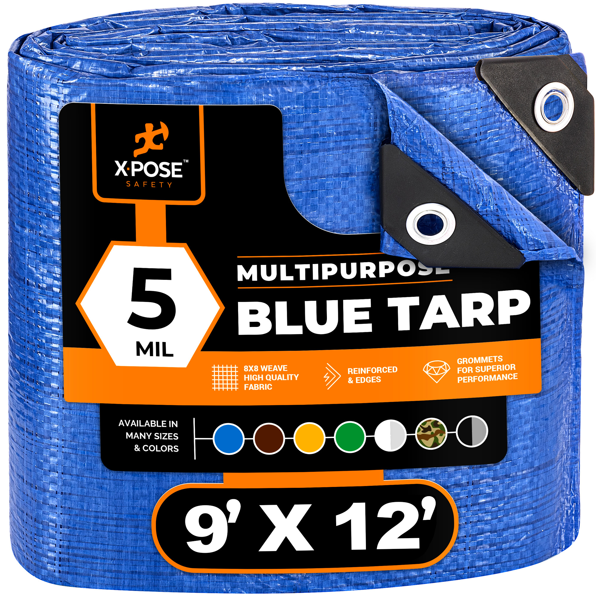XPOSE SAFETY BT-912-A 9-ft x 12-ft Blue Water resistant Commercial Polyethylene 5-mil Tarp