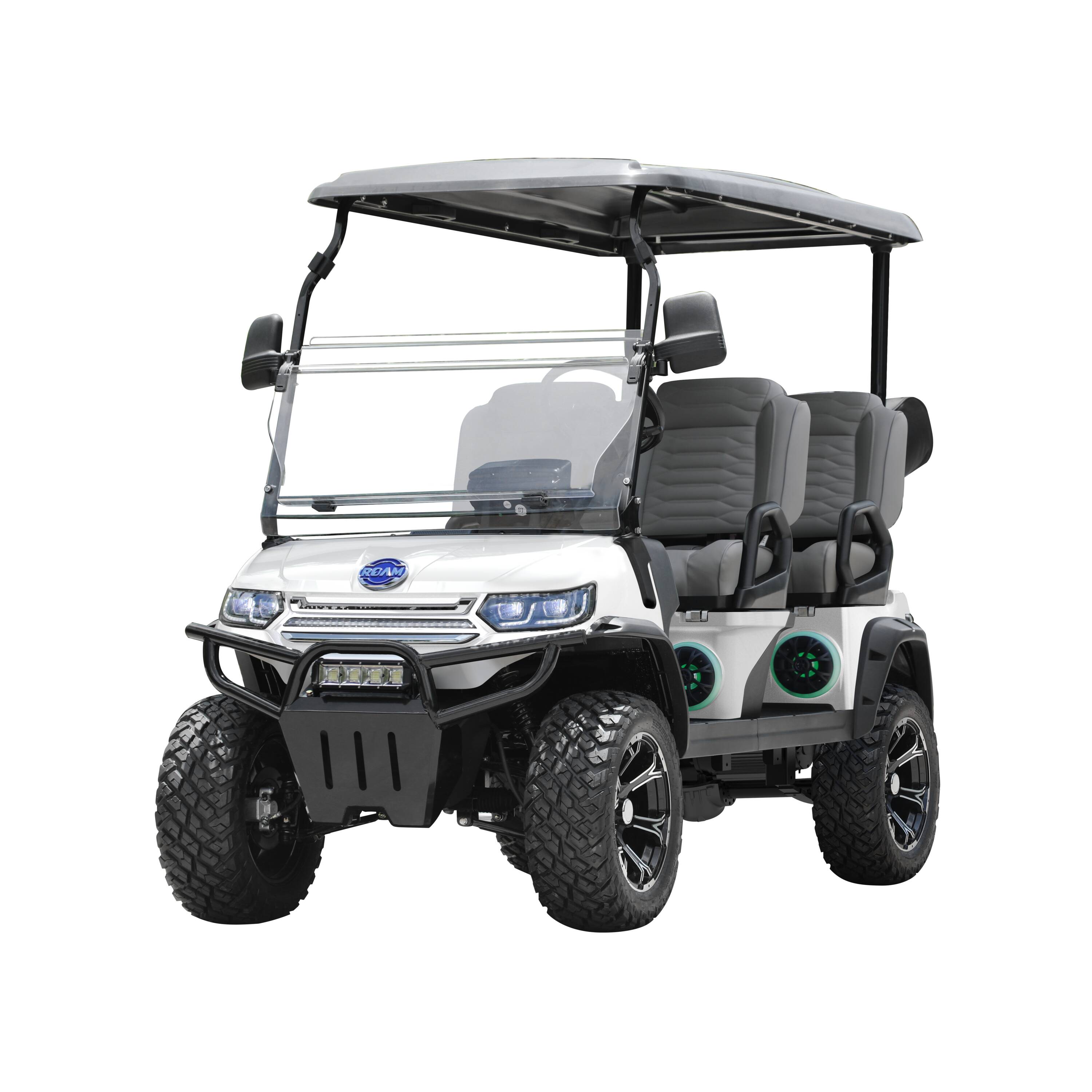 Roam VEN4LIFT-WHT Venture Lifted 4 Passenger Electric Golf Cart with Lithium Battery, Max Speed 19 MPH, White