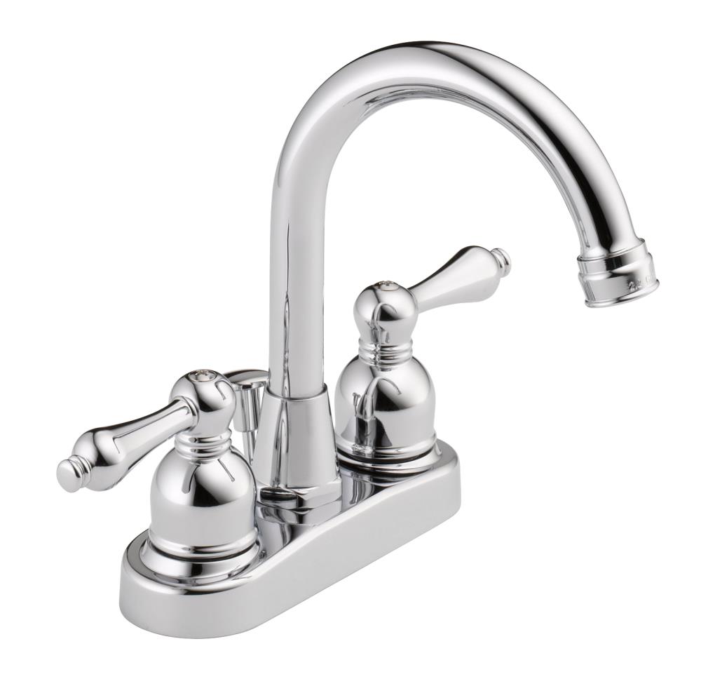 WESTBRASS WAS00X-26 Polished Chrome 4-in centerset 2-handle WaterSense Bathroom Sink Faucet with Drain and Deck Plate