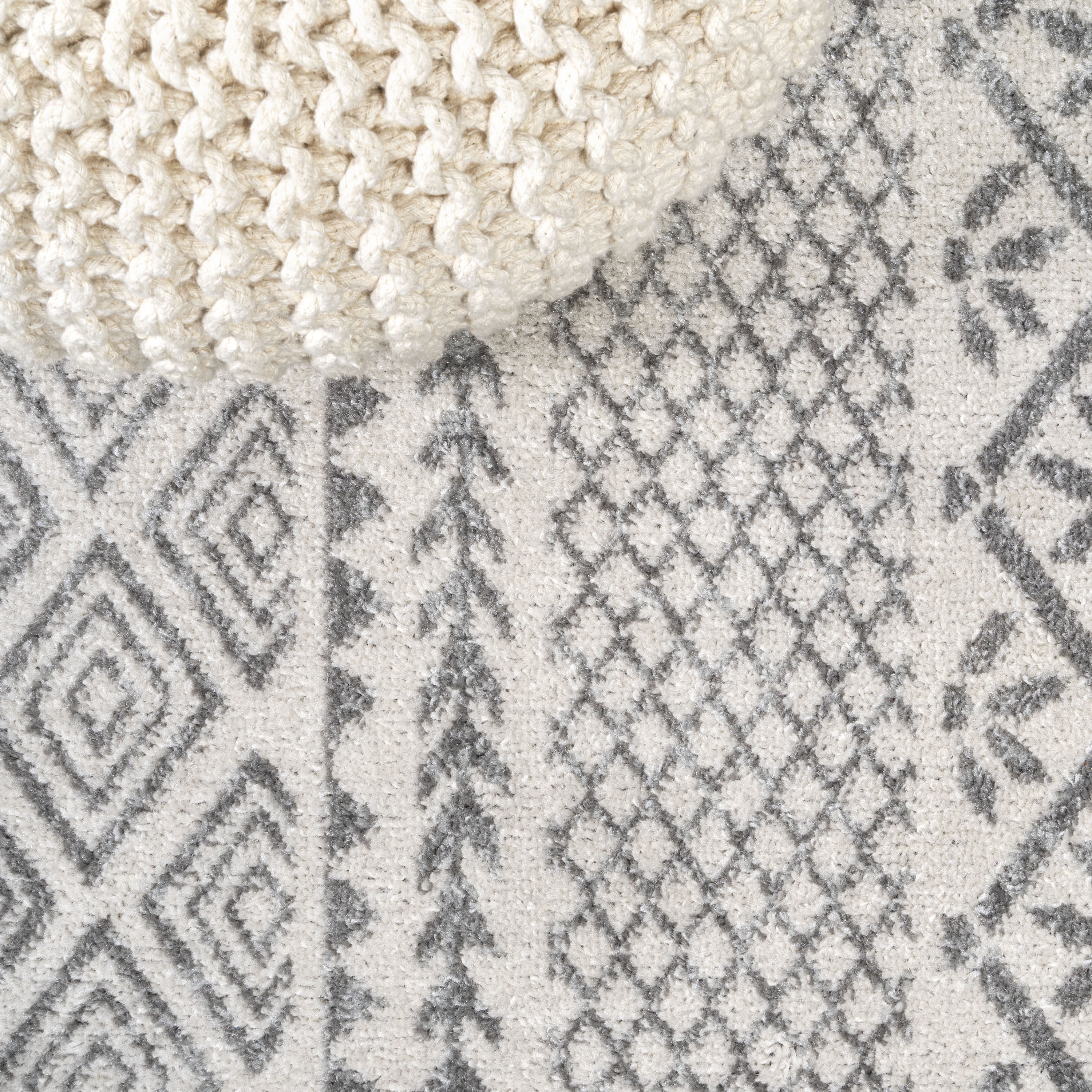 Athens Geometric Boho 5x8 Gray Synthetic Area Rug