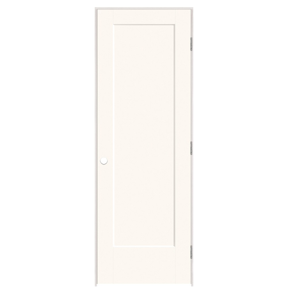 Masonite 895816 28-in x 80-in Snow Storm Solid core 1-panel Left hand Smooth Prefinished Molded composite Flat Jamb Single Prehung Interior Door