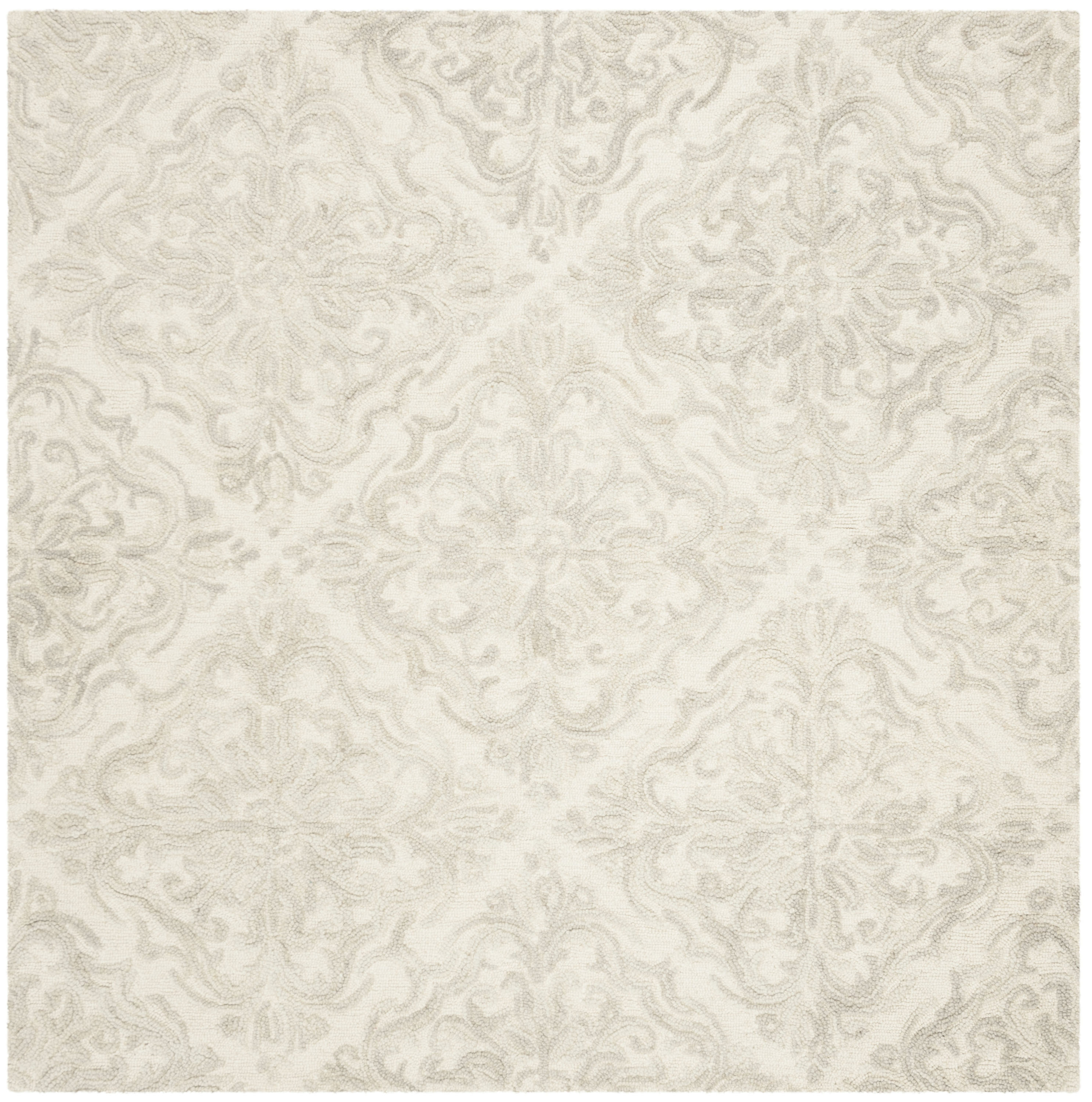 Safavieh BLM103A-6SQ Blossom Letty 6 x 6 (ft) Tufted Wool Ivory/Gray Square Indoor Floral/Botanical Farmhouse/Cottage Area rug