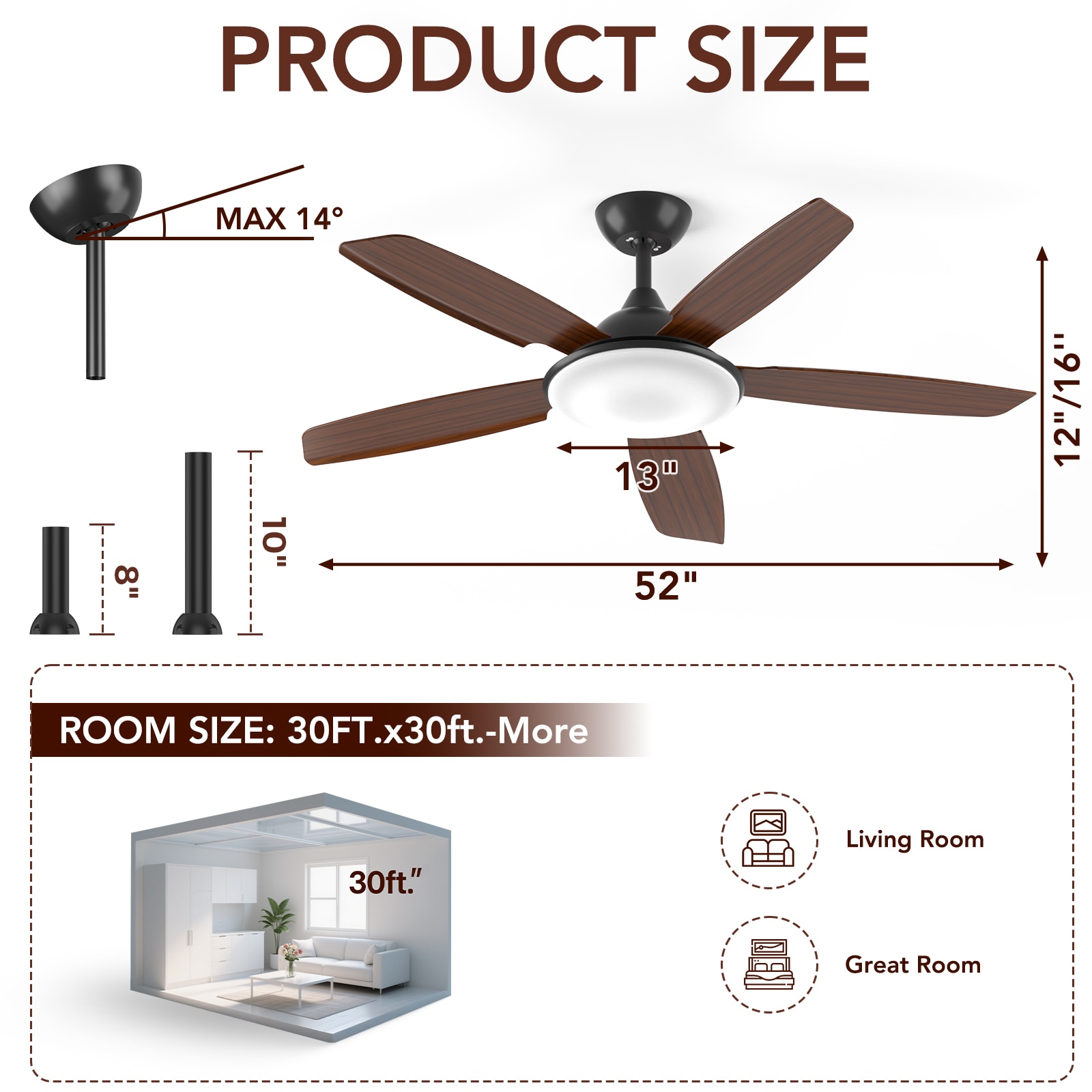 COWSAR LSCF-FL9286-BLACK Ceiling-Fans - View #8