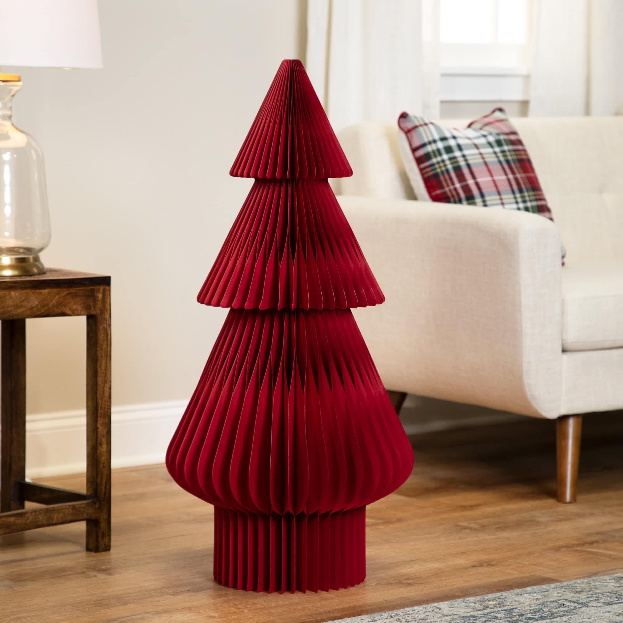 Northlight Accordion Honeycomb Foldable Paper Christmas Tree - 3 feet - Red
