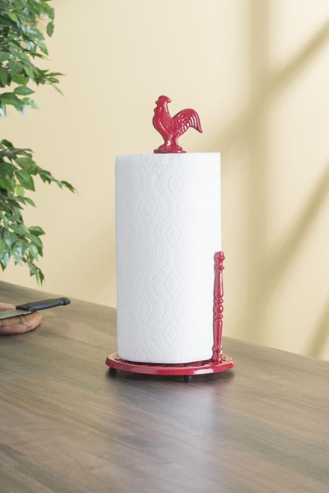 Home Basics Rooster Collection Red Metal Freestanding Paper Towel