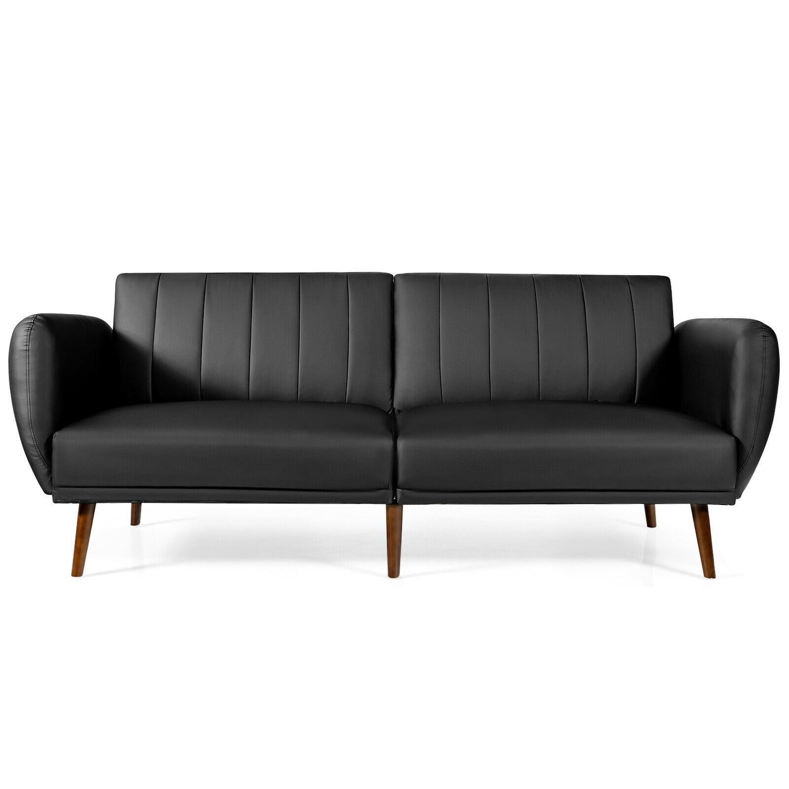 LIVIZA INS-10031BK 81-in Modern Black Faux leather 3 -seater Sofa