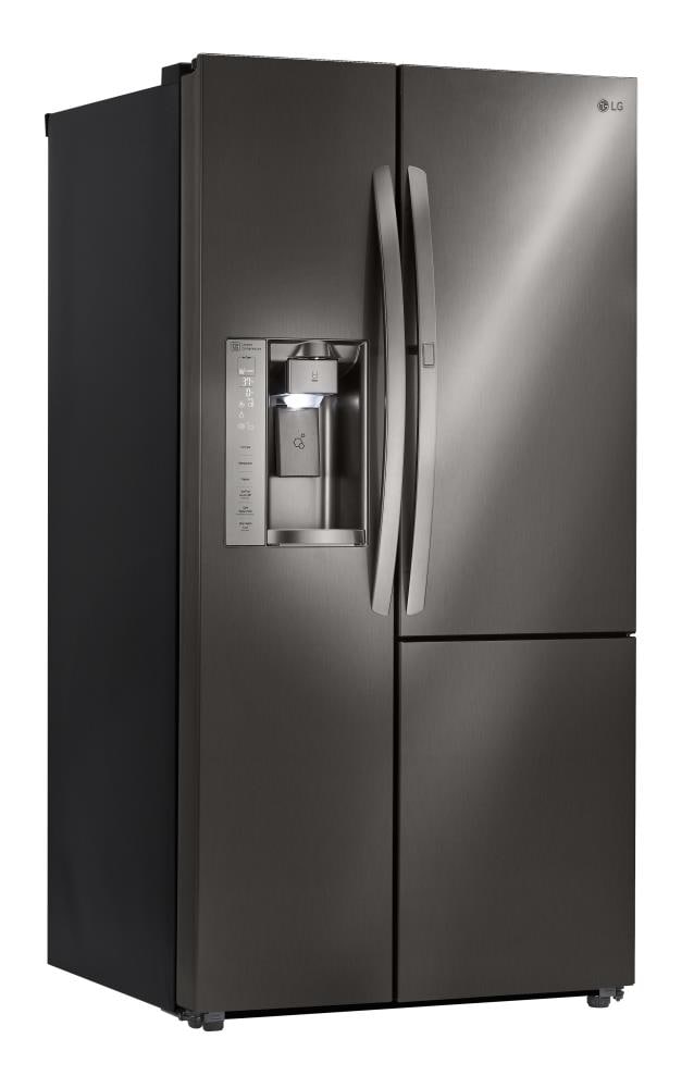LG 26.1-cu ft Side-by-Side Refrigerator with Ice Maker (Printproof Black  Stainless Steel) at
