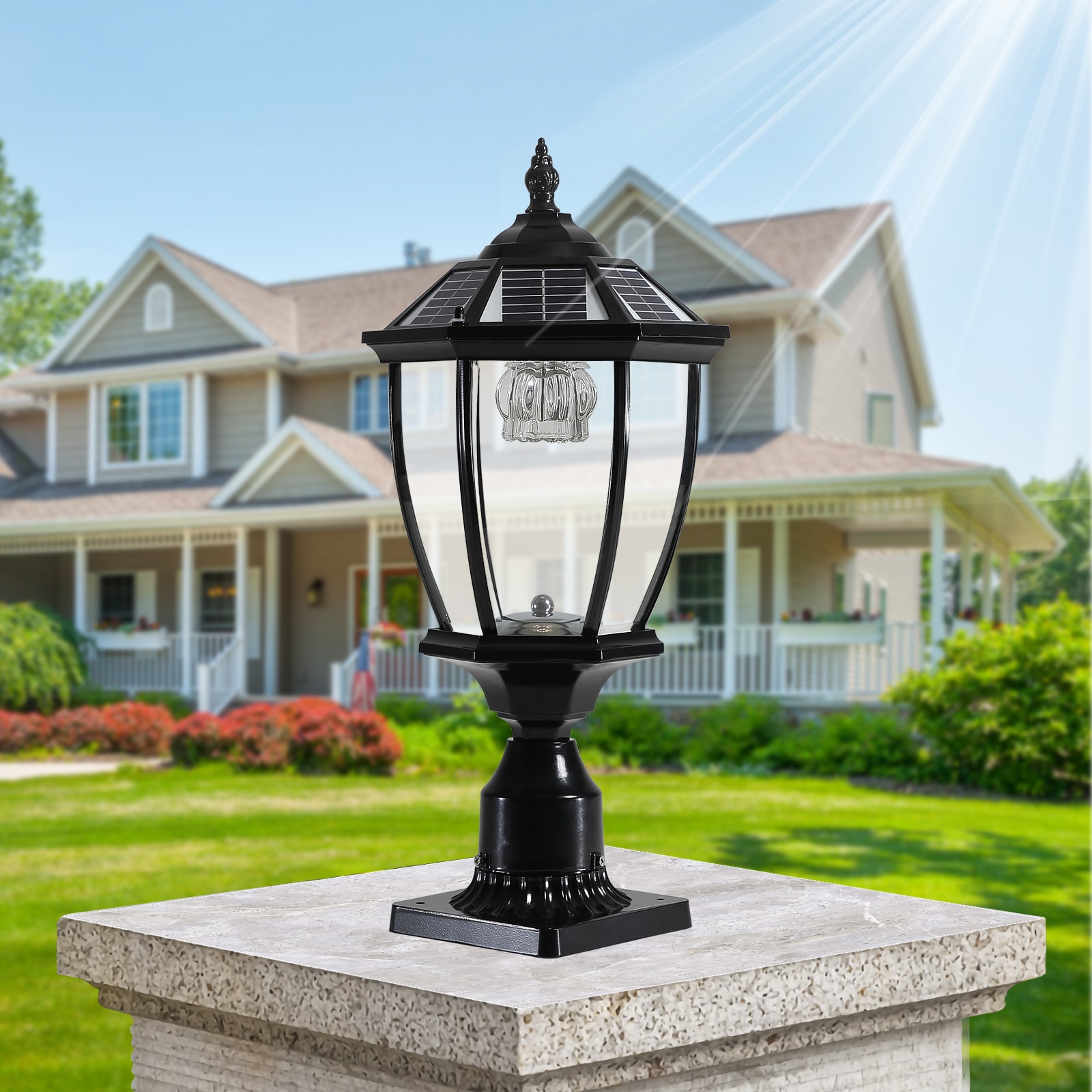 Ayelon 120 -Lumens Black Solar LED Outdoor Path Light ( 3000-K )