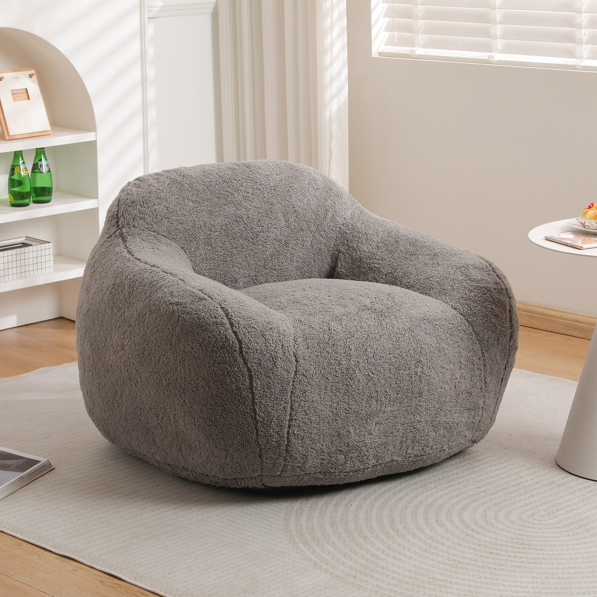 Dexmalle  Light Gray Bean Bag Chair with Memory Foam Filler for Living Room