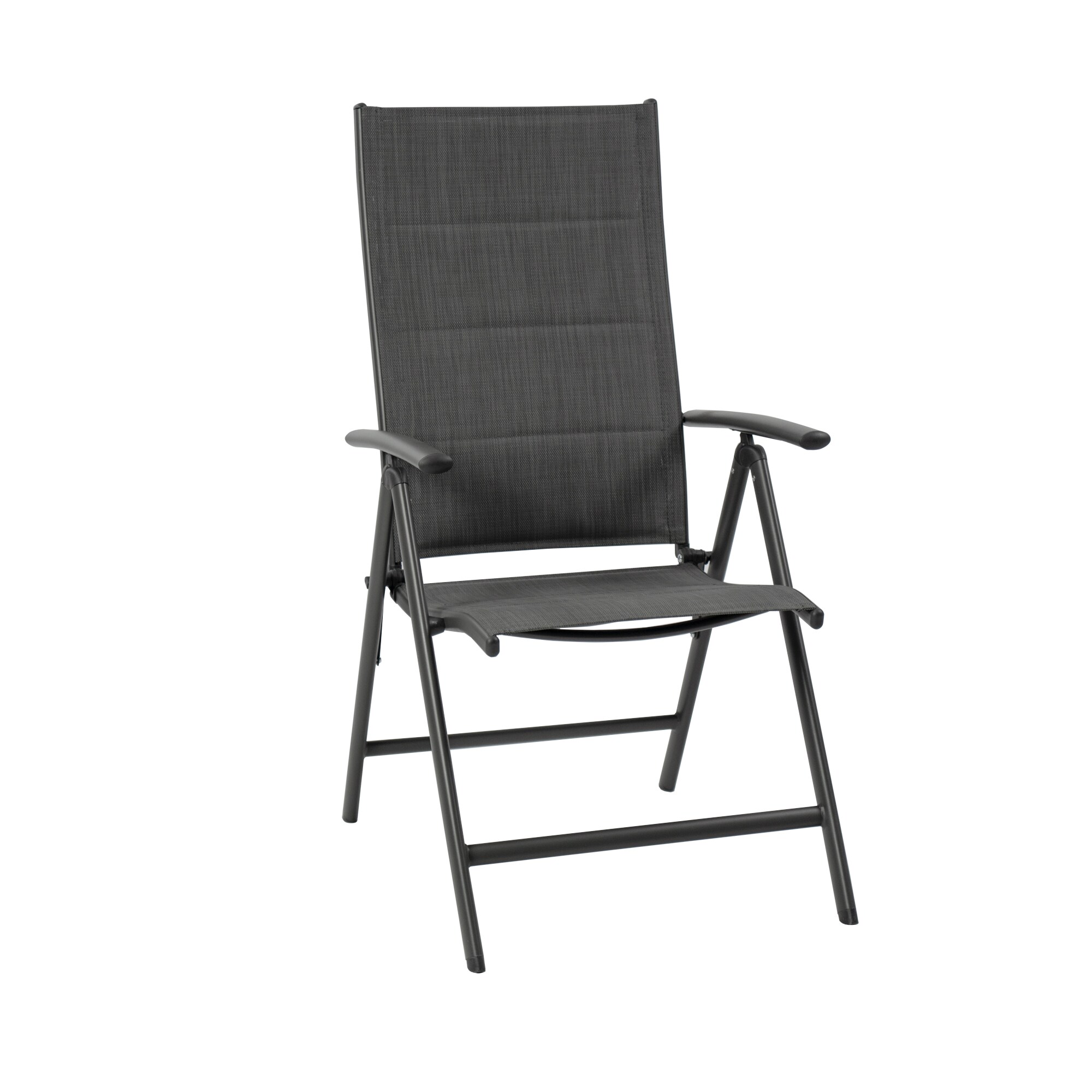 Gray Foldable Padded Aluminum Outdoor Dining Chairs (Set of 2)