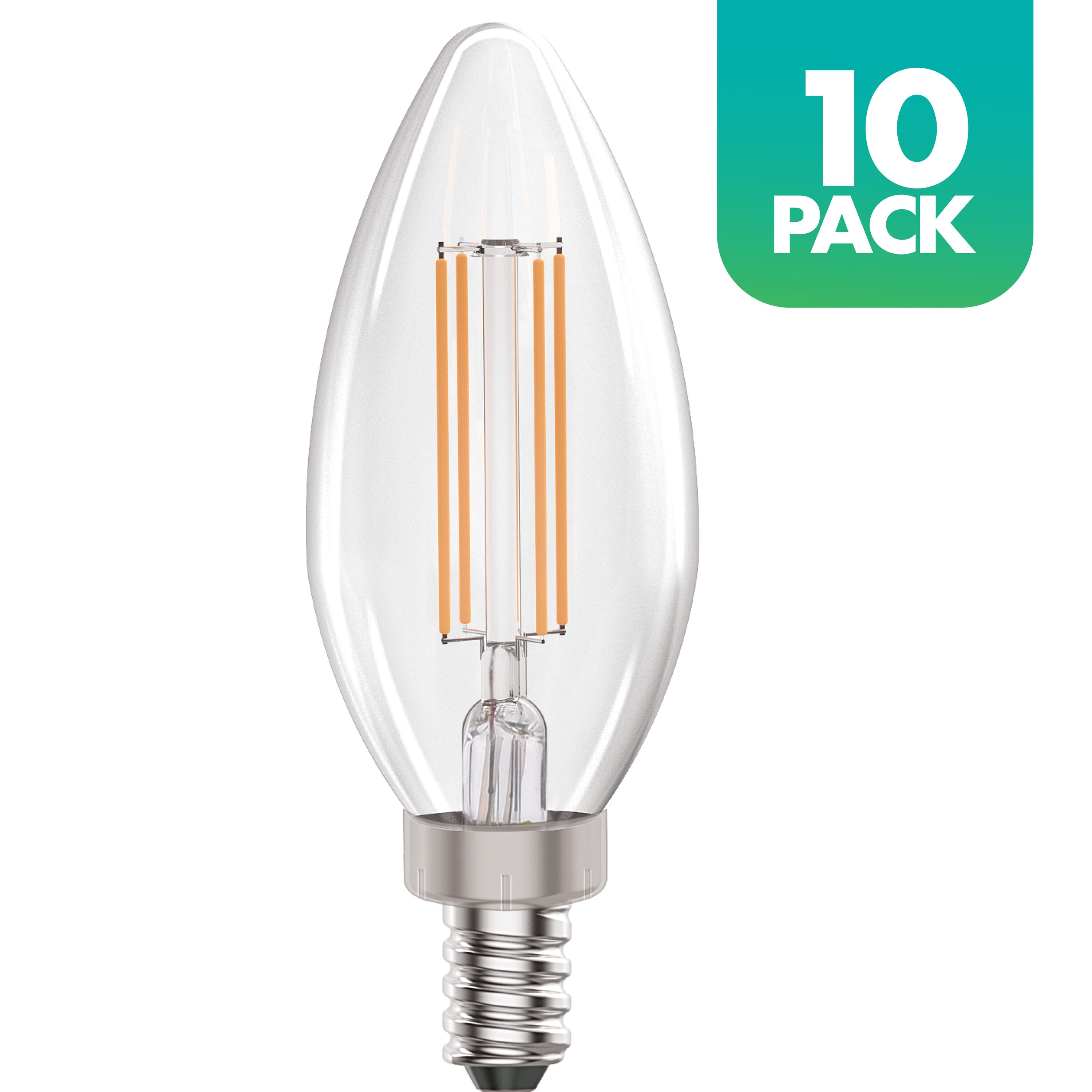 onderpand gelijkheid Civic Simply Conserve ENERGY STAR Candelabra 40-Watt EQ B11 Warm White Candelabra  Base (e-12) Dimmable LED Candle Decorative (10-Pack) in the Decorative  Light Bulbs department at Lowes.com