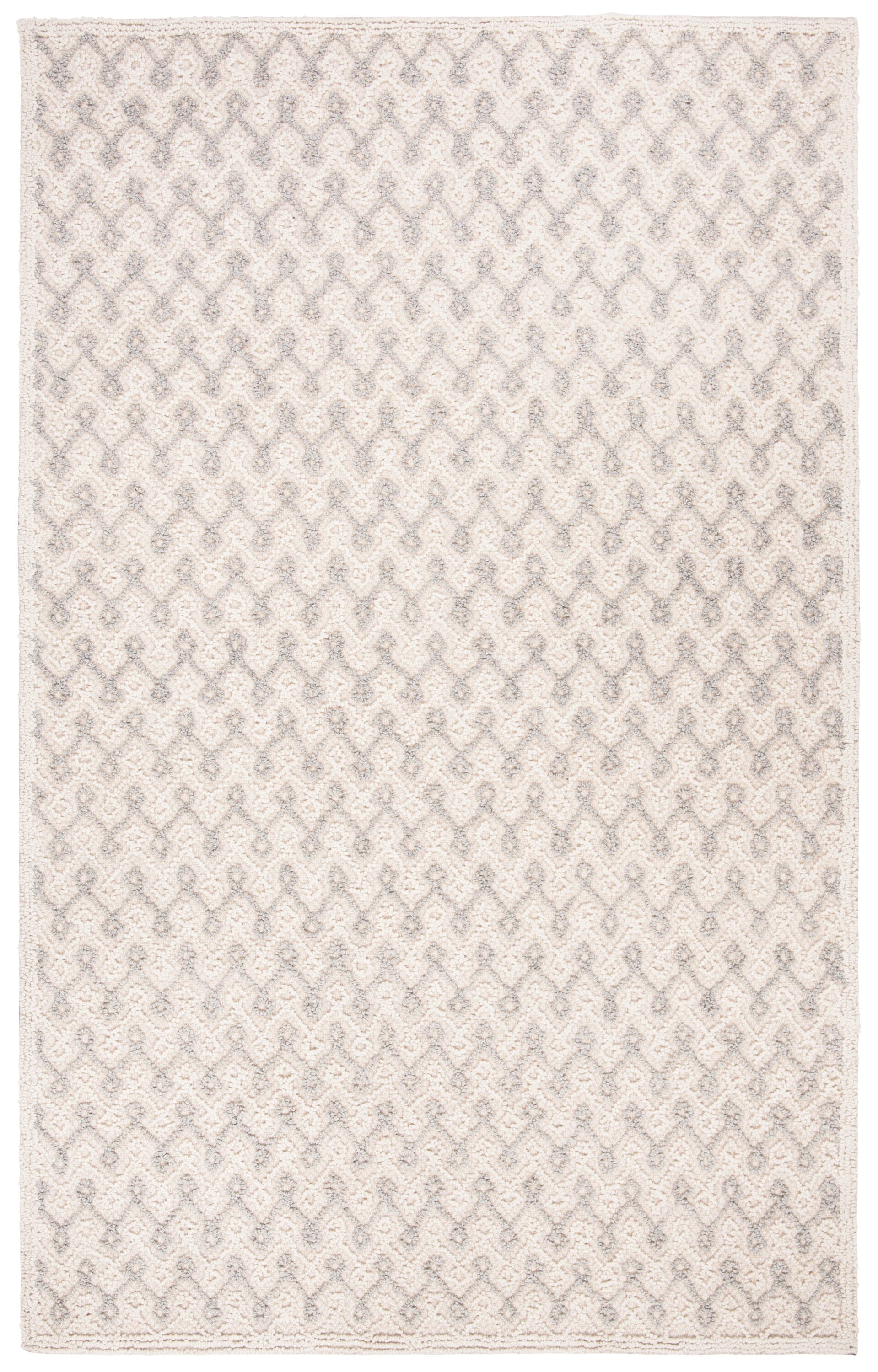 Handmade Gray and Beige Tufted Wool and Viscose Rug, 8' x 10'