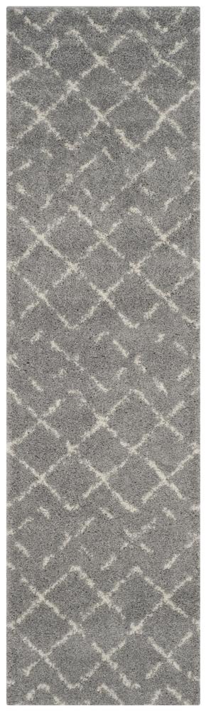 Safavieh ASG743D-212 Arizona Myra Shag 2 x 12 (ft) Loomed Polypropylene Gray/Ivory Rectangular Indoor Trellis Moroccan Runner rug