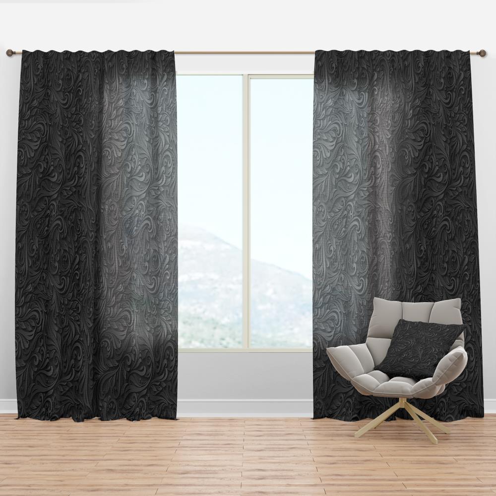 Designart CTN19284-52-90 90-Inches Black Abstract Room darkening Thermal lined Rod pocket Single curtain panel