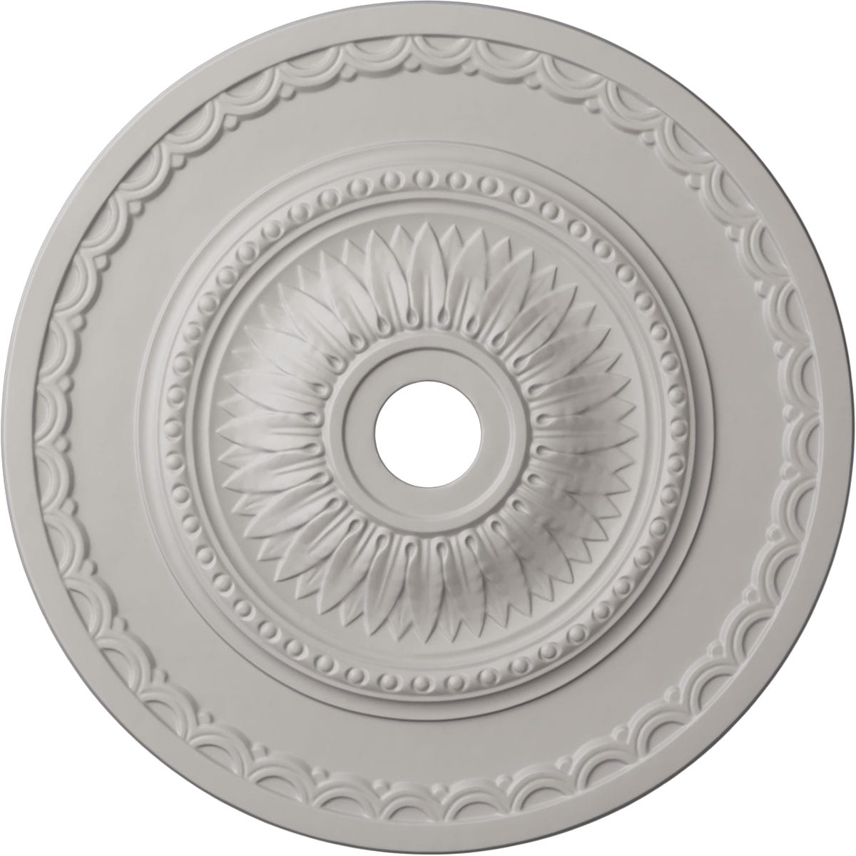 Ekena Millwork CM29SFUWF Sunflower 29.5-in W x 29.5-in L Painted Ultra Pure White Polyurethane Whole Ceiling Medallion