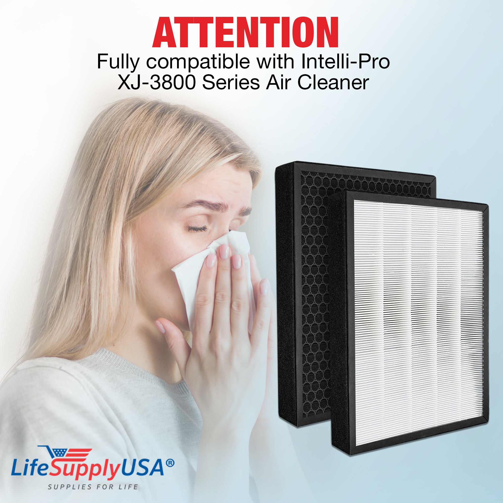 LifeSupplyUSA 11.02 in W x 1.18 in H x 13.11 in L Intelli Pro XJ 3800 Series True Hepa Air Purifier Filter ER369 HD at Lowes