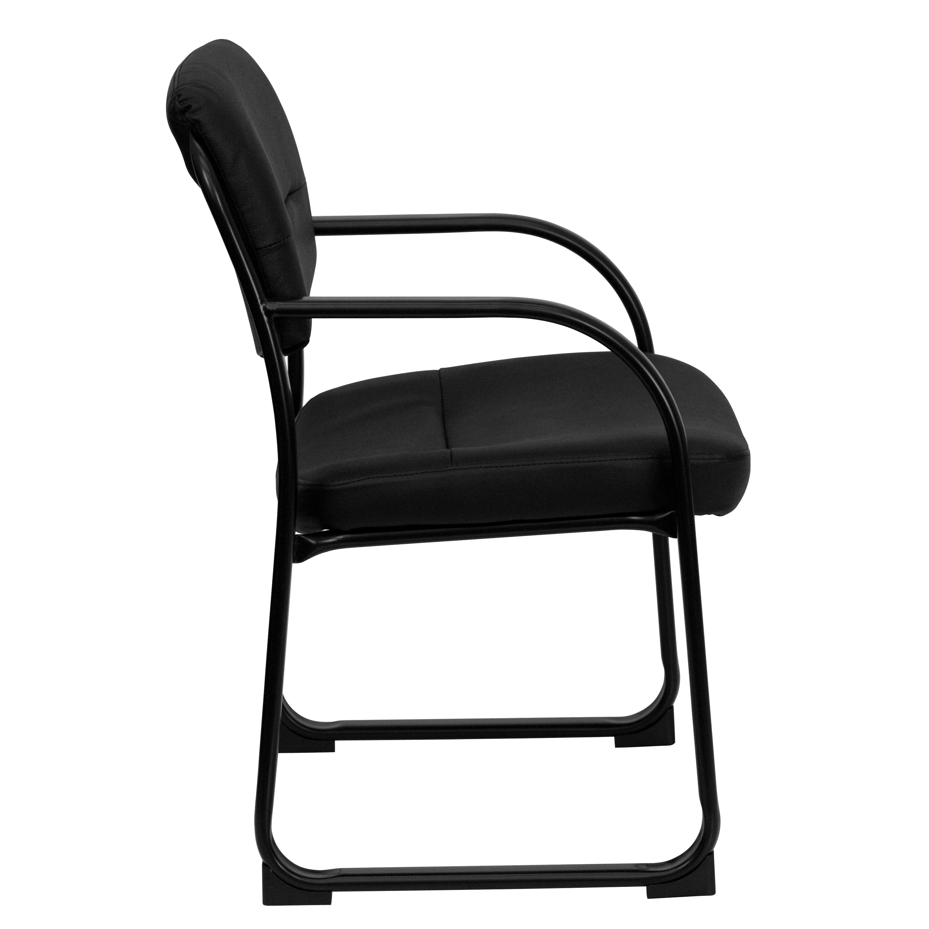 Contemporary Black LeatherSoft Executive Office Chair with Sled Base