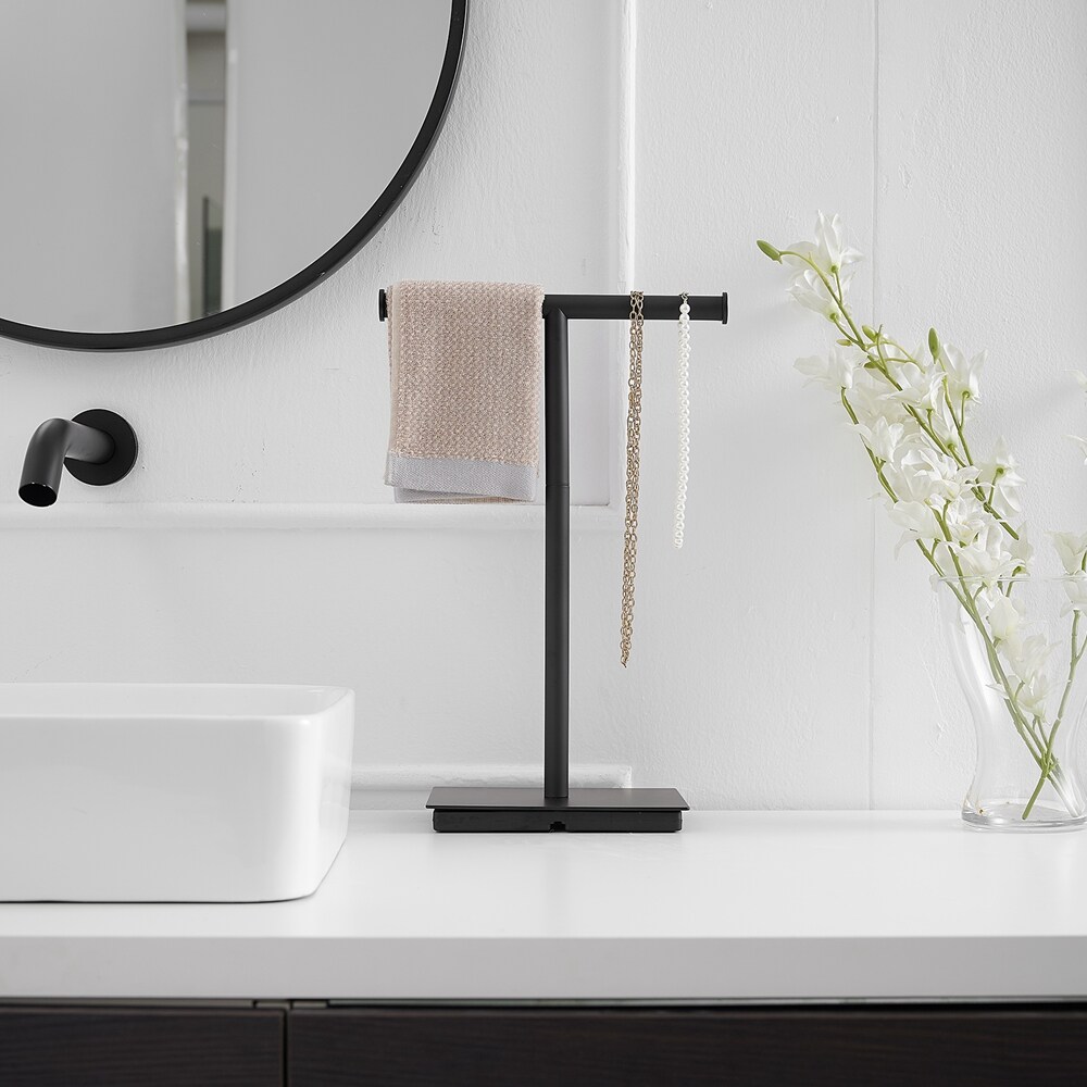 BWE Matte Black Freestanding Single Post Toilet Paper Holder in