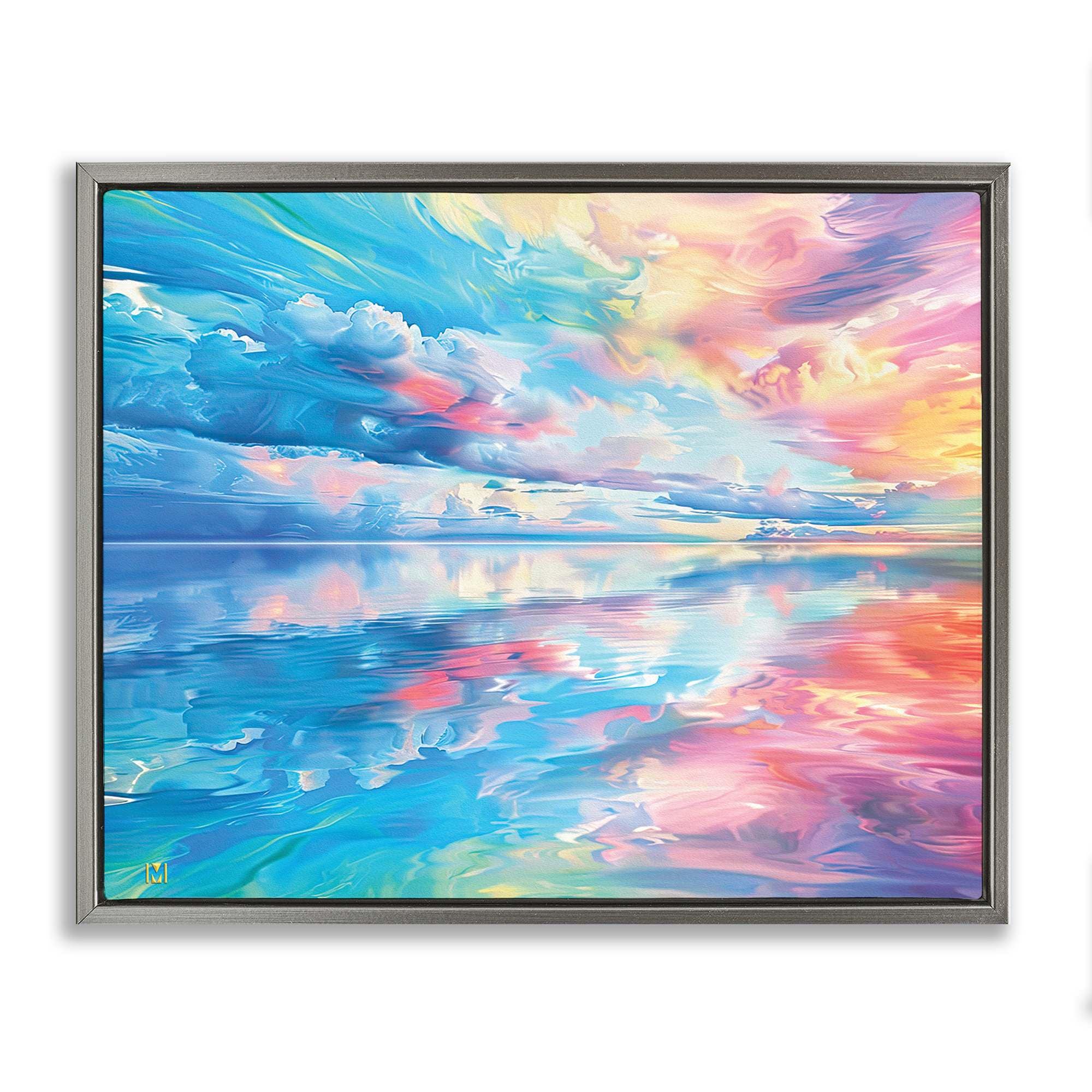 Stupell Industries BT-356-FFL-24X30 Prismatic Rainbow Sunset Gray Framed Floater Canvas Wall Art By Michael Ward 31 x 25