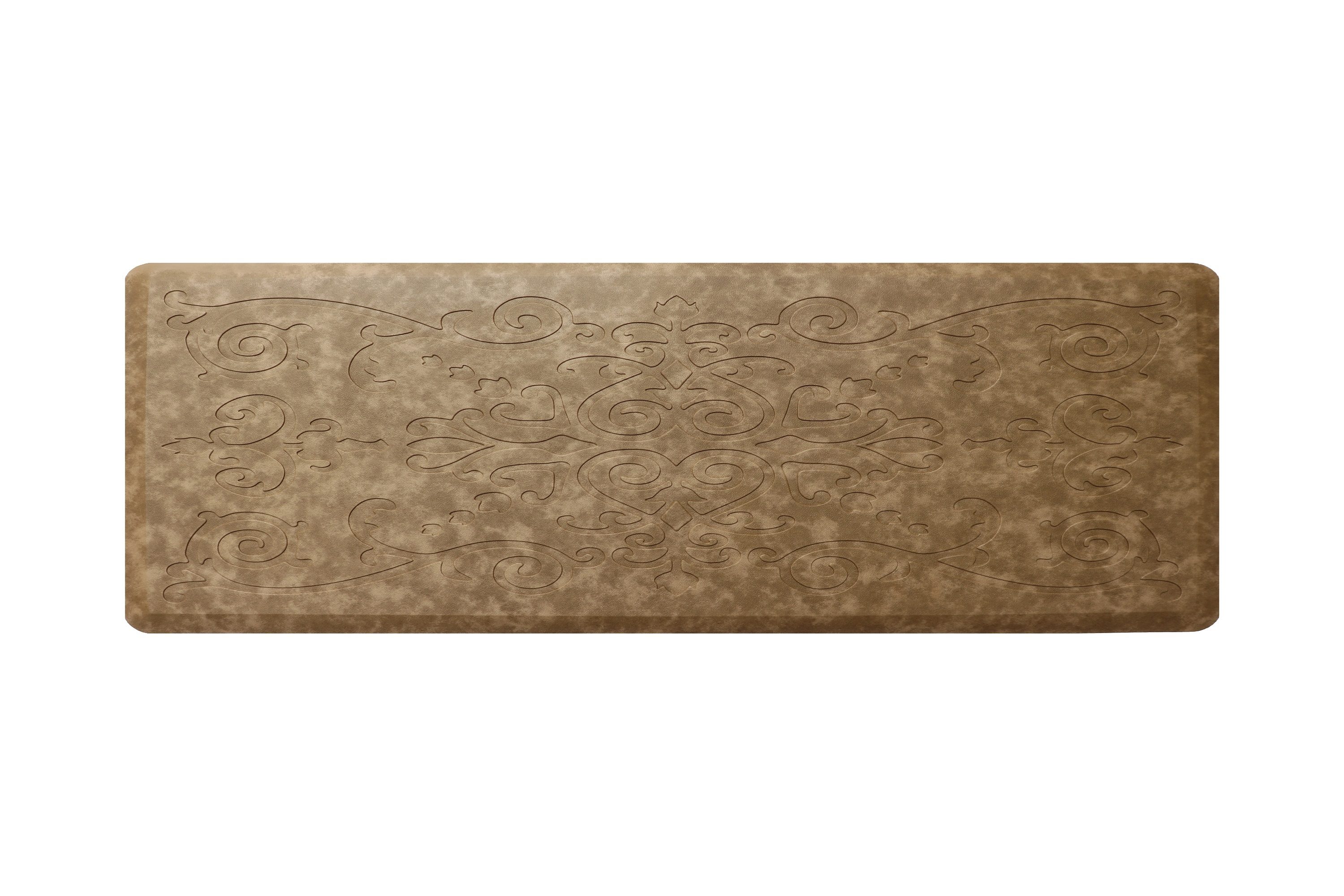 J&V Textiles Medallion Embossed Anti-Fatigue Mat - 17 x 60 - Beige