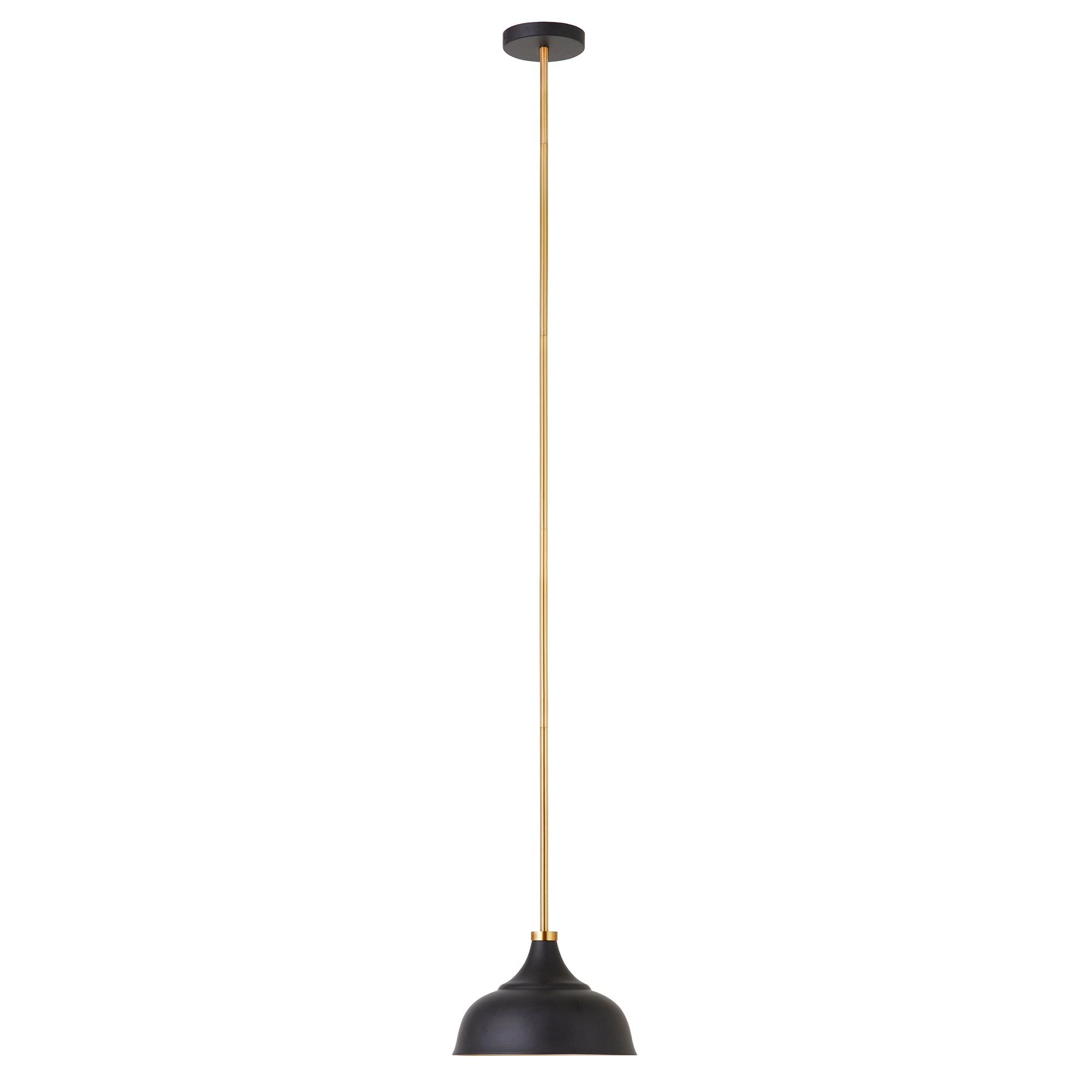 Modern Blackened Bronze Dome Pendant with Brass Accents