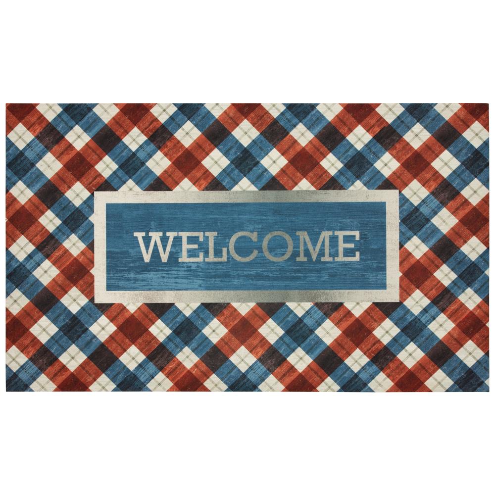 Mohawk Home B1014-18627-18X30 2-ft x 3-ft Blue Recycled Rubber Rectangular Indoor or Outdoor Decorative Patriotic Door Mat