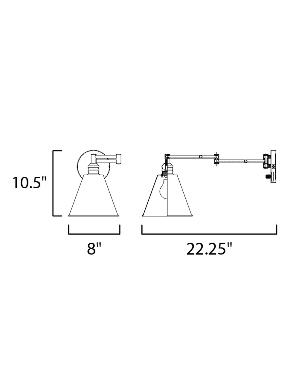 Polished Nickel Swing Arm Wall Sconce with Steel Shade