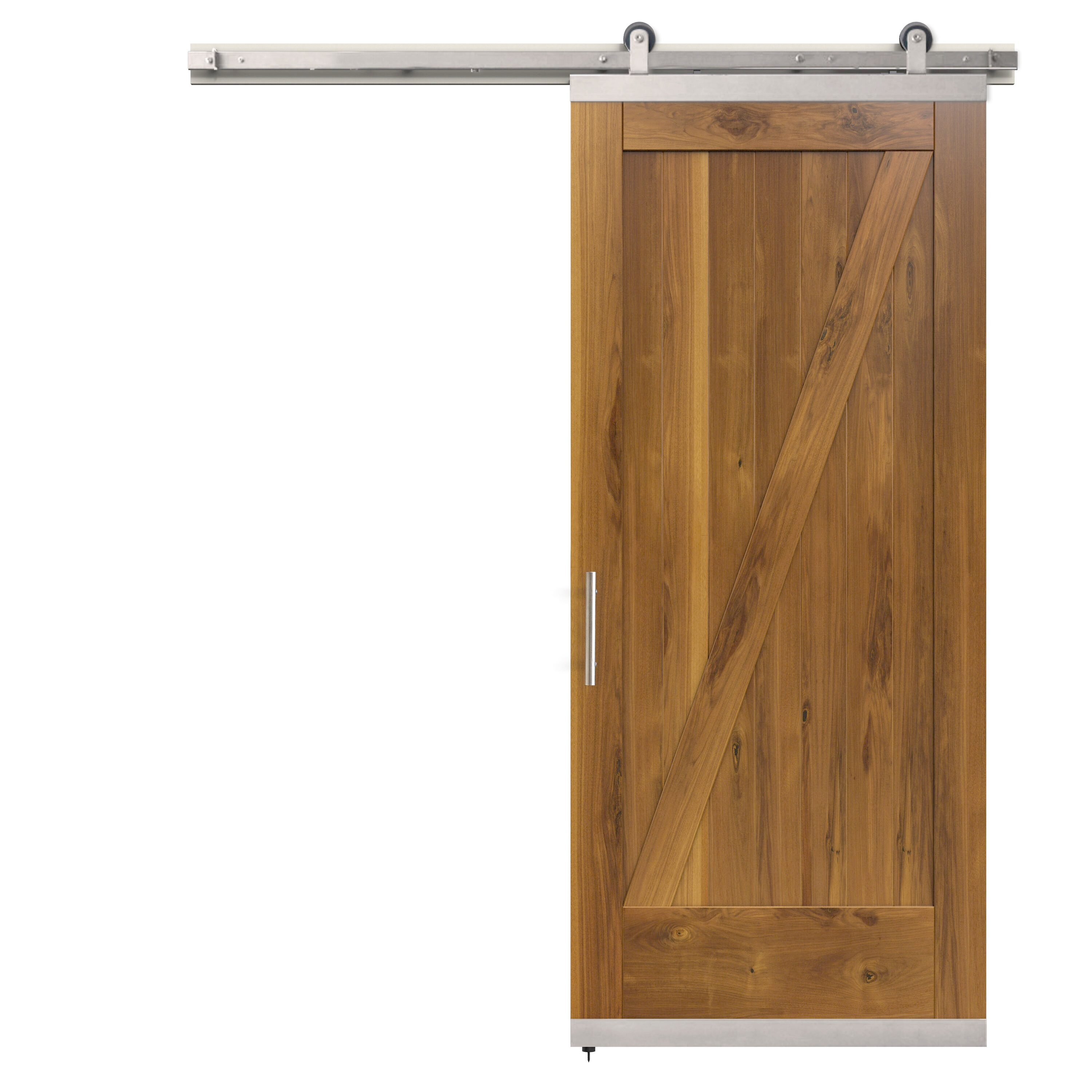 JELD-WEN LOWOLJW248800129 36-in x 80-in Khaki Z-frame Walnut Wood Solid core Single Barn Door (Hardware Included)